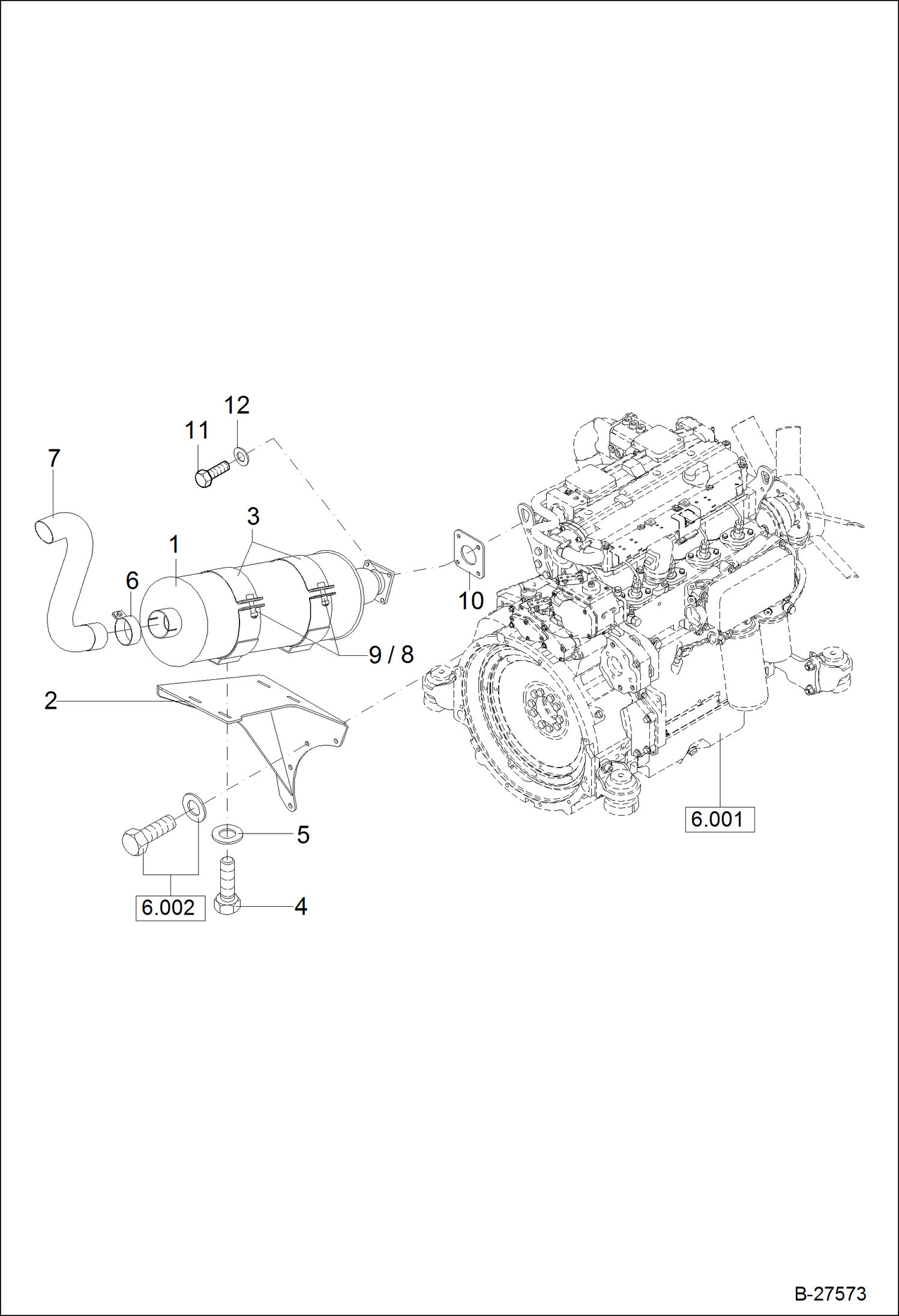 Схема запчастей Bobcat ZX125 - EXHAUST POWER UNIT