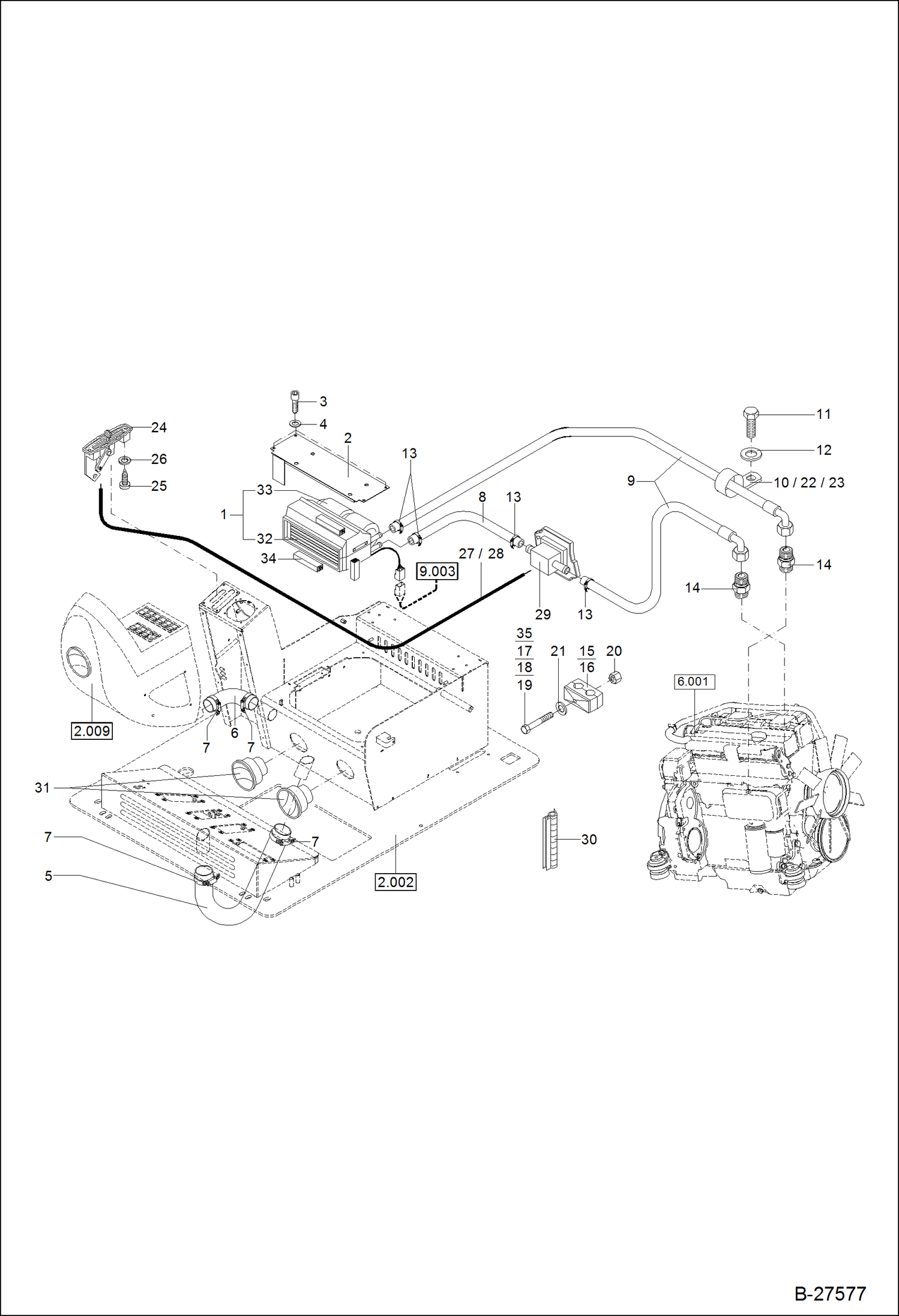 Схема запчастей Bobcat ZX125 - HEATING S/N XXXX/0279 & Bel POWER UNIT