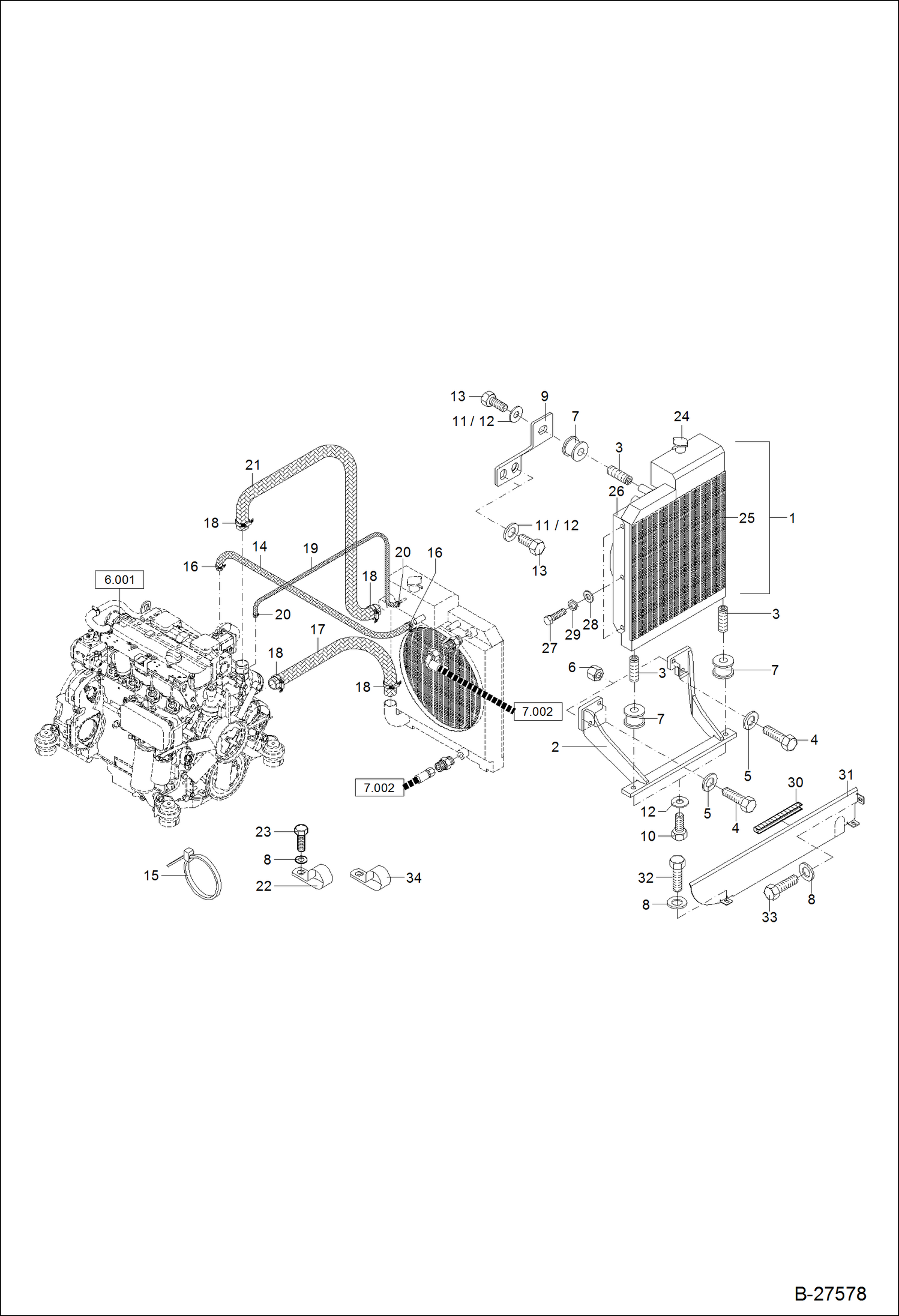 Схема запчастей Bobcat ZX125 - RADIATOR POWER UNIT