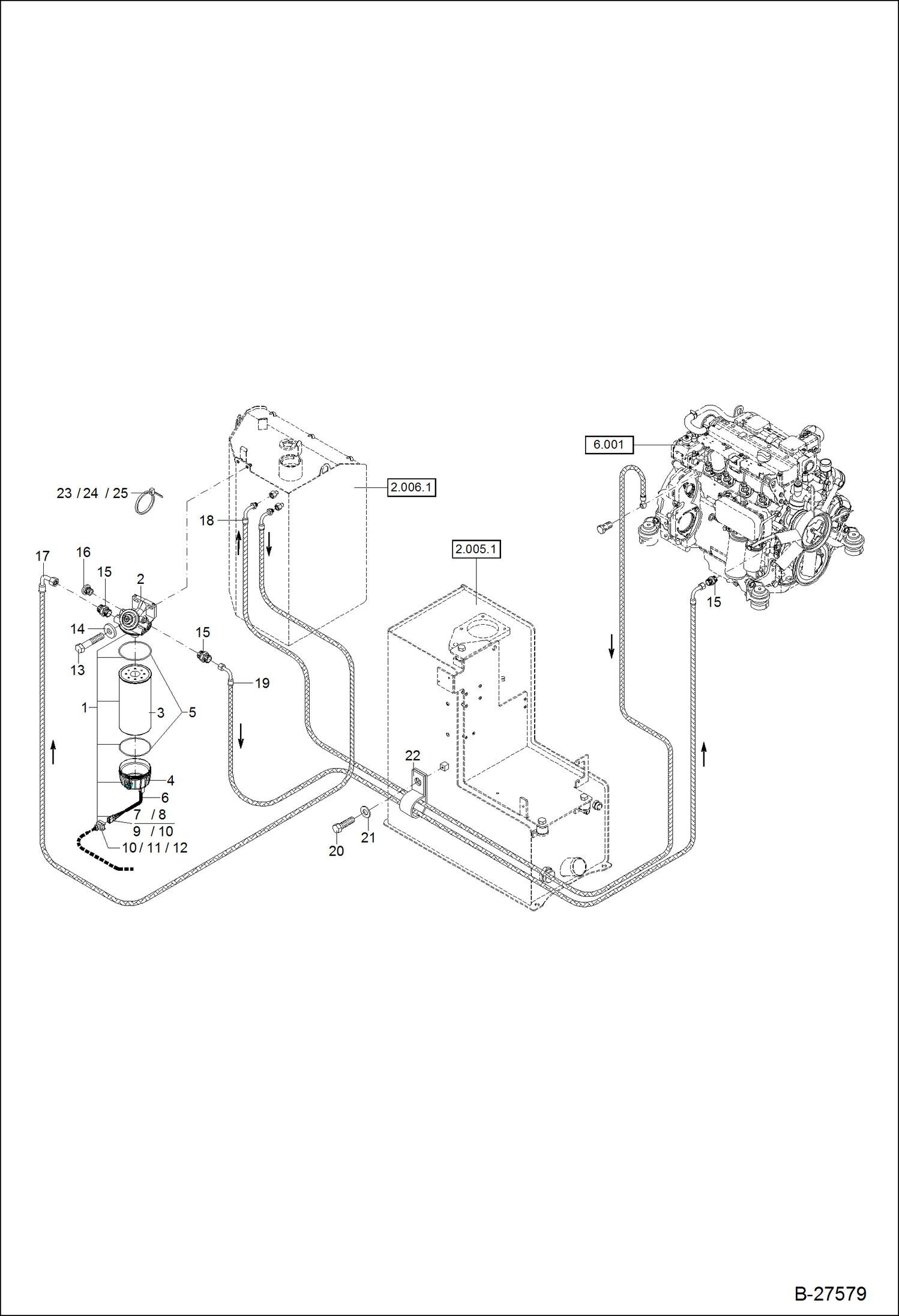 Схема запчастей Bobcat ZX125 - FUEL SUPPLY S/N 120584A97 & Abv POWER UNIT