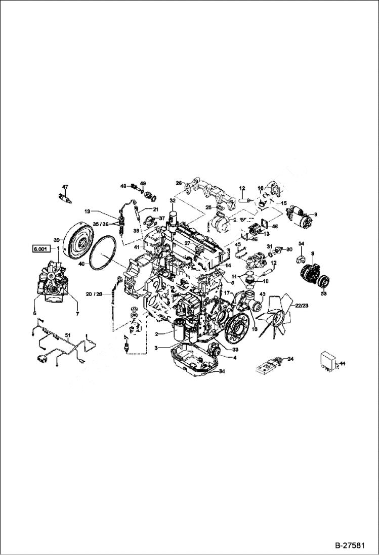 Схема запчастей Bobcat ZX125 - ENGINE PARTS S/N XXXX/O144 & Bel POWER UNIT