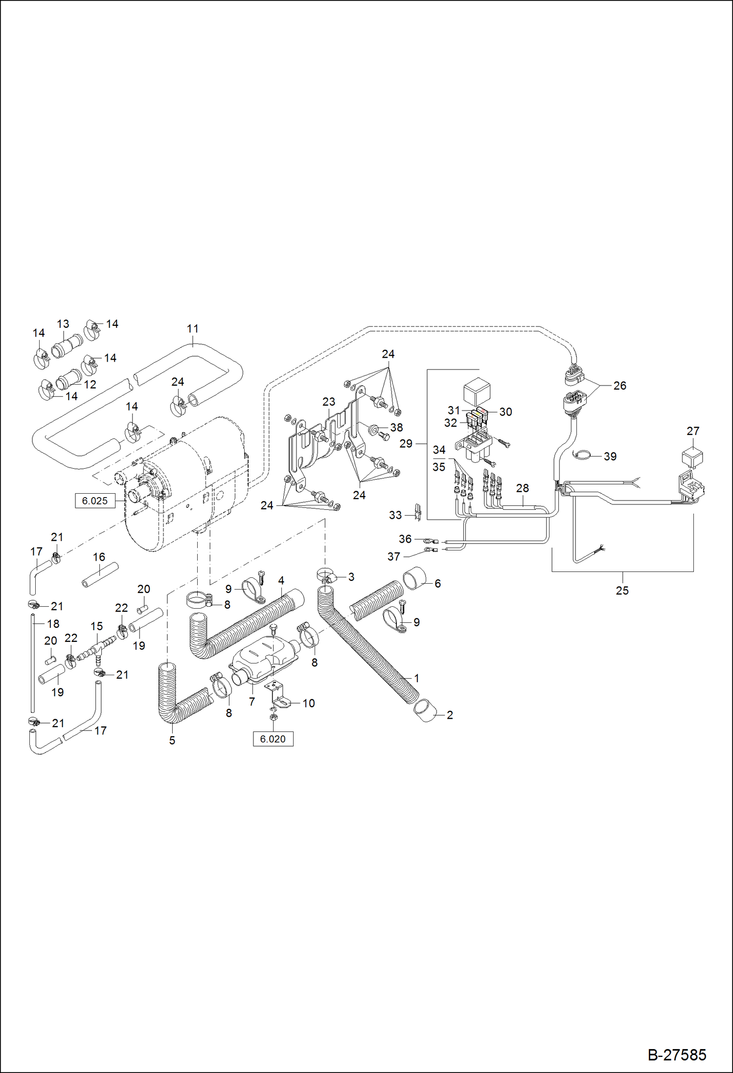 Схема запчастей Bobcat ZX125 - DIESEL OPERATED HEATING MOUNTING KIT POWER UNIT