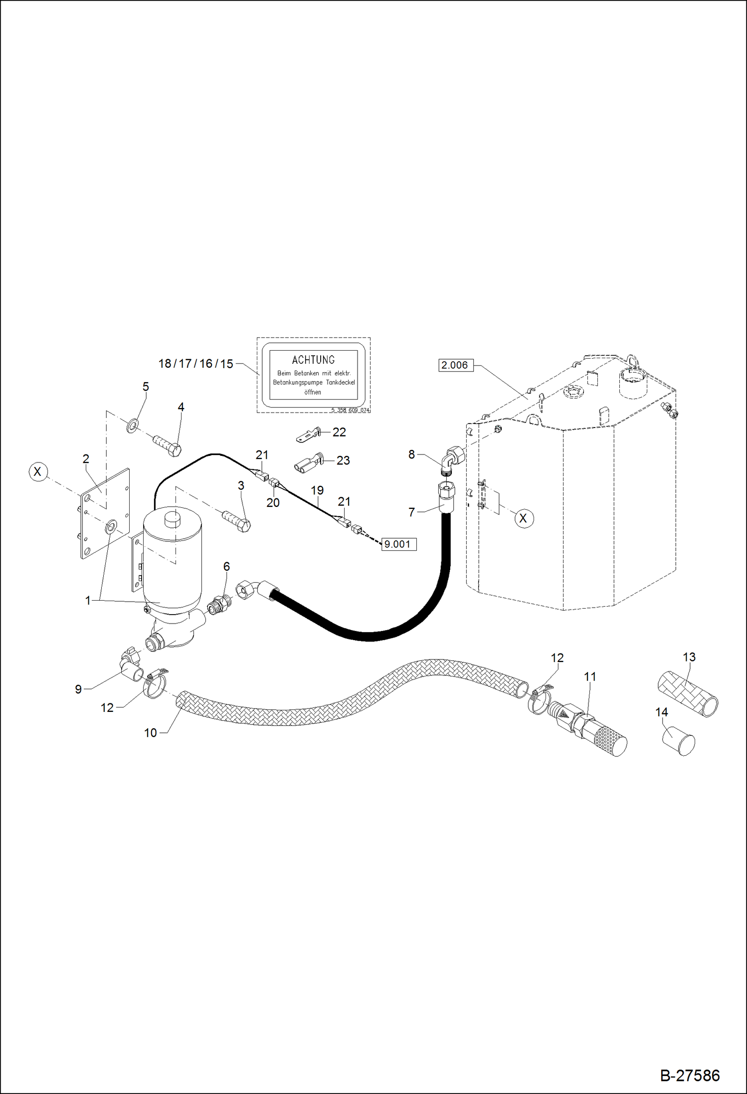 Схема запчастей Bobcat ZX125 - REFILLING PUMP POWER UNIT