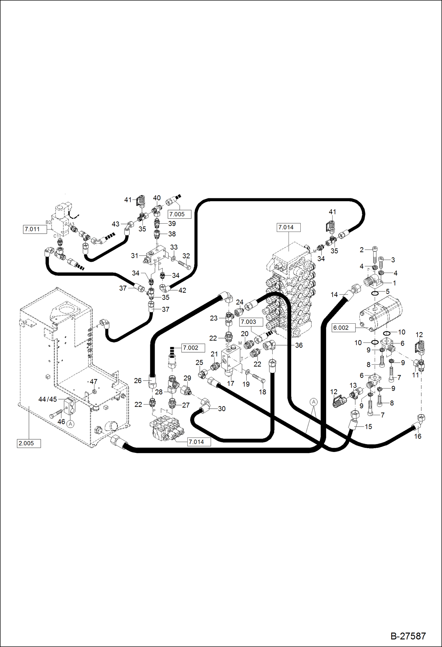 Схема запчастей Bobcat ZX125 - HYDRAULIC INSTALLATION VALVE PLATE POWER UNIT