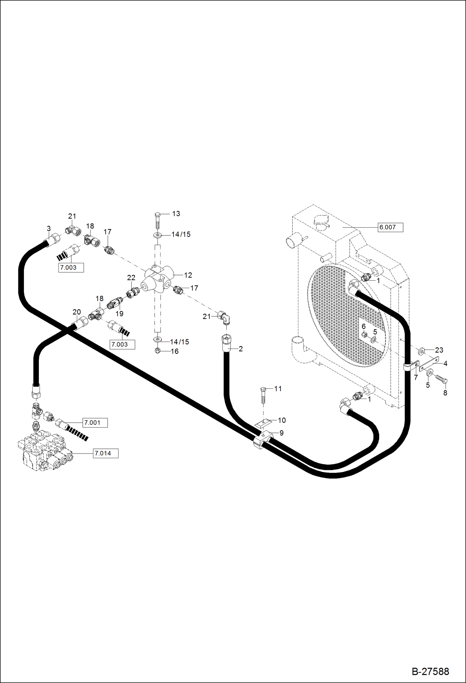 Схема запчастей Bobcat ZX125 - HYDRAULIC INSTALLATION OIL COOLER POWER UNIT