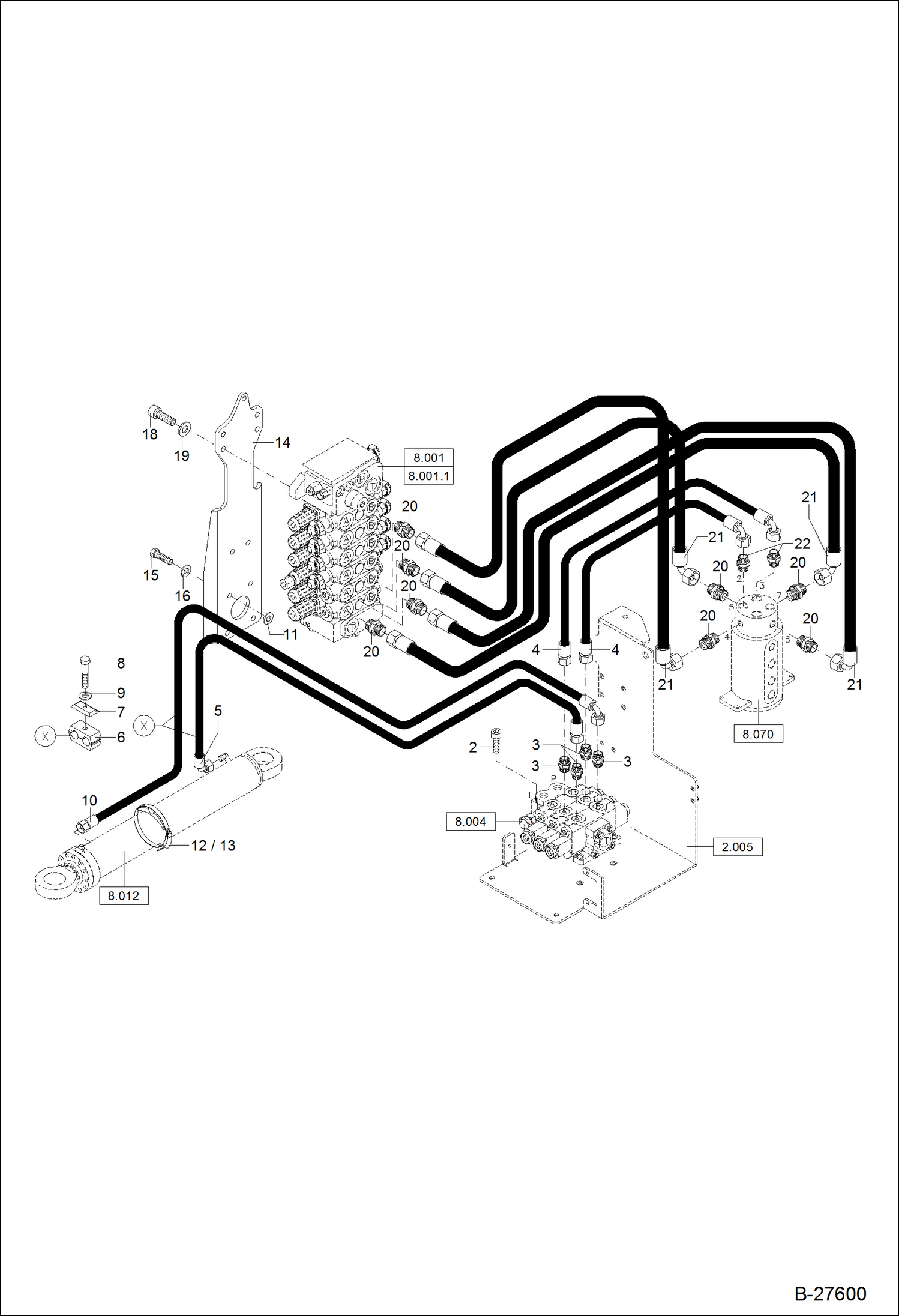 Схема запчастей Bobcat ZX125 - HYDRAULIC INSTALLATION ARTICULATION, DRIVE HYDRAULIC SYSTEM