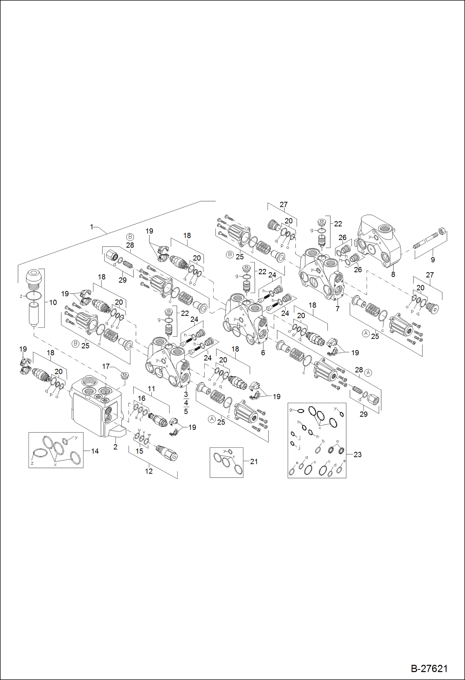 Схема запчастей Bobcat ZX125 - VALVE BANK - MONO BOOM S/N XXXX/0507 & Abv HYDRAULIC SYSTEM