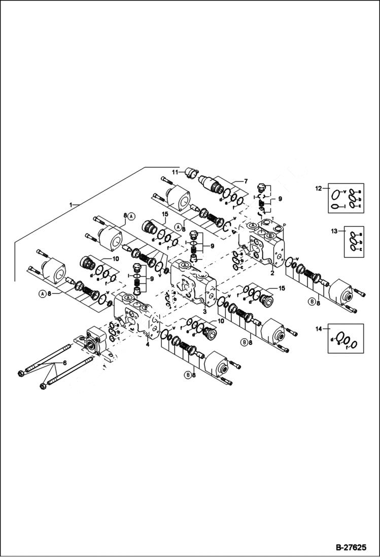 Схема запчастей Bobcat ZX125 - VALVE BANK HYDRAULIC SYSTEM