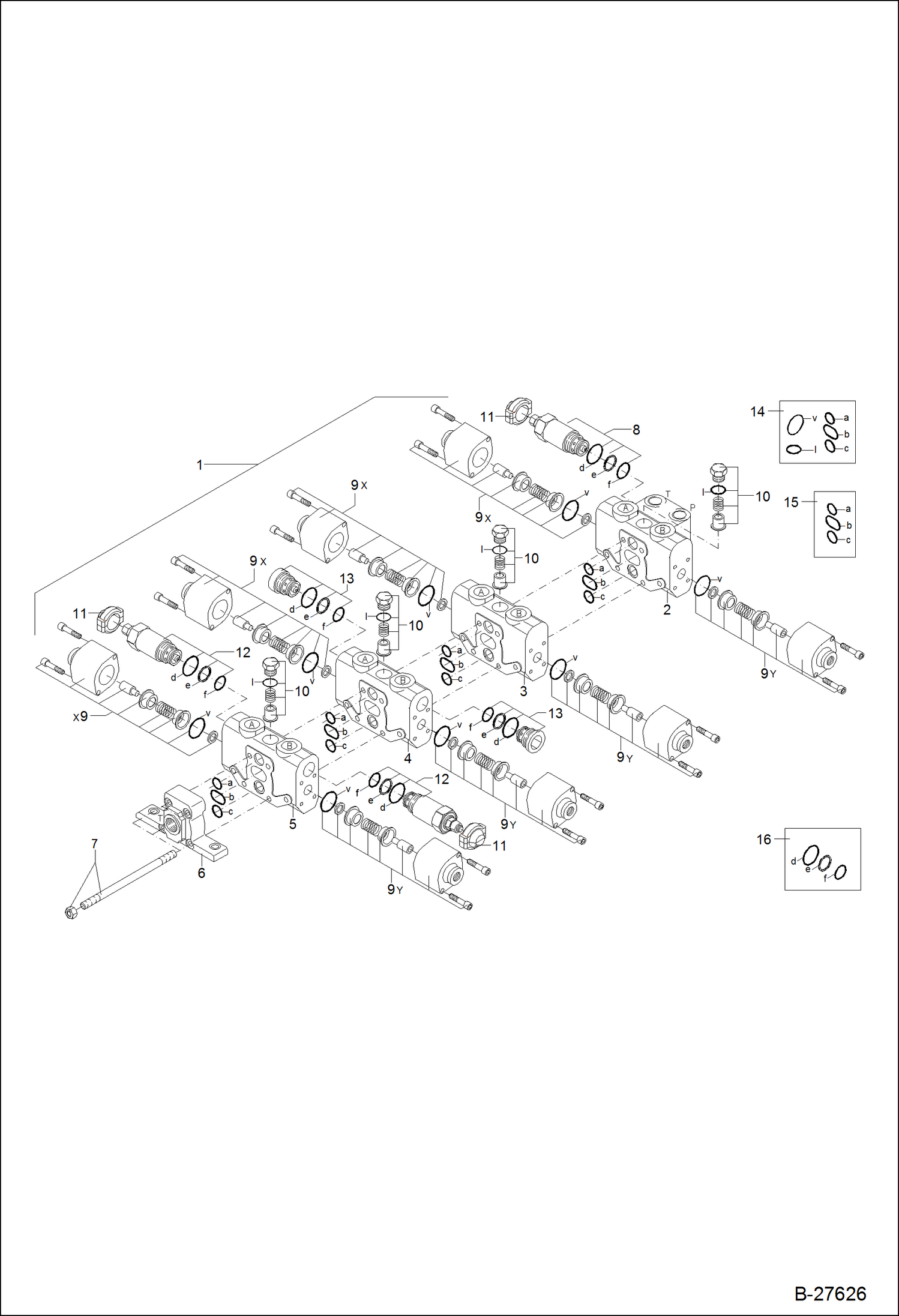 Схема запчастей Bobcat ZX125 - VALVE BANK HYDRAULIC SYSTEM