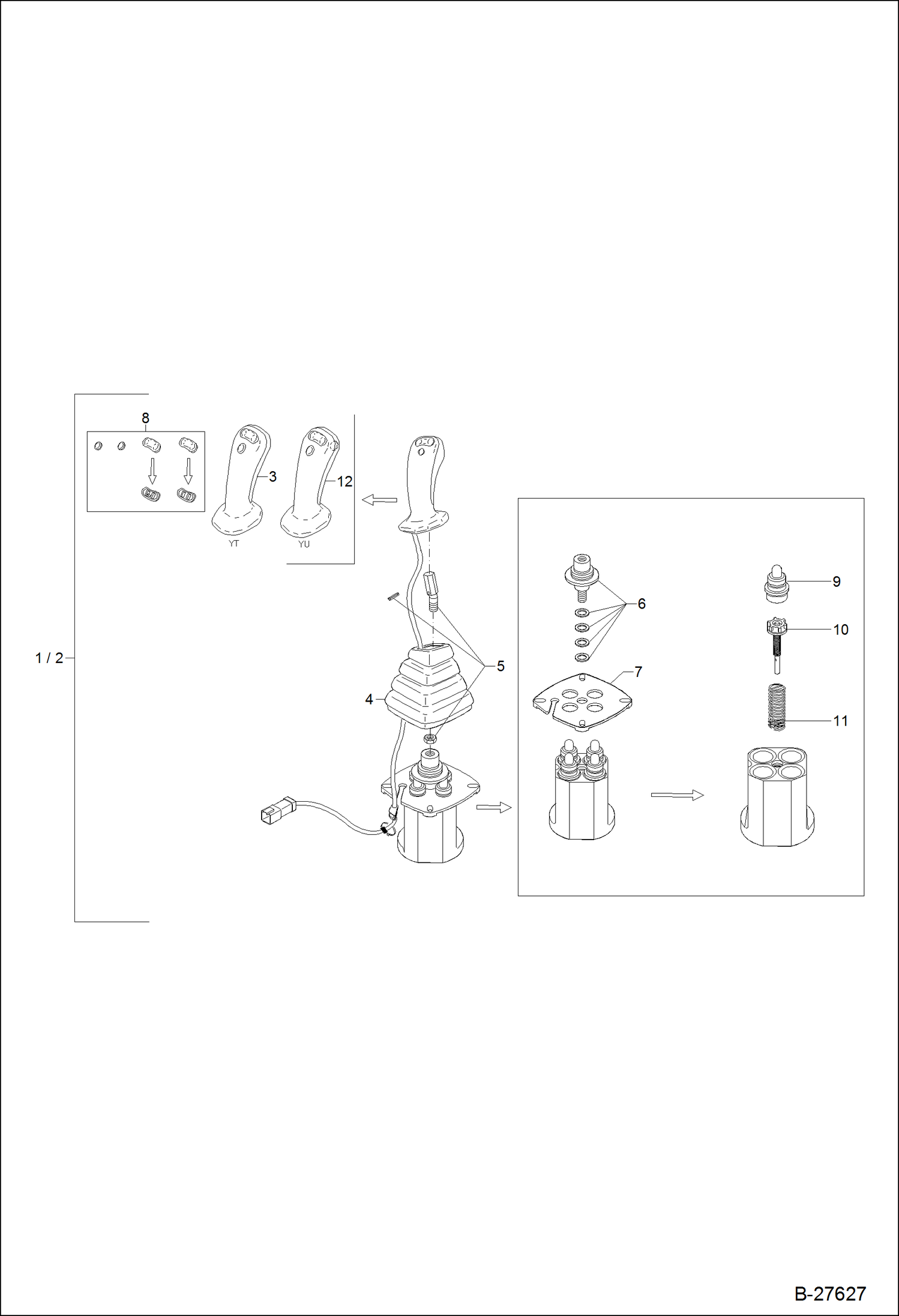 Схема запчастей Bobcat ZX125 - REMOTE CONTROL VALVE HYDRAULIC SYSTEM