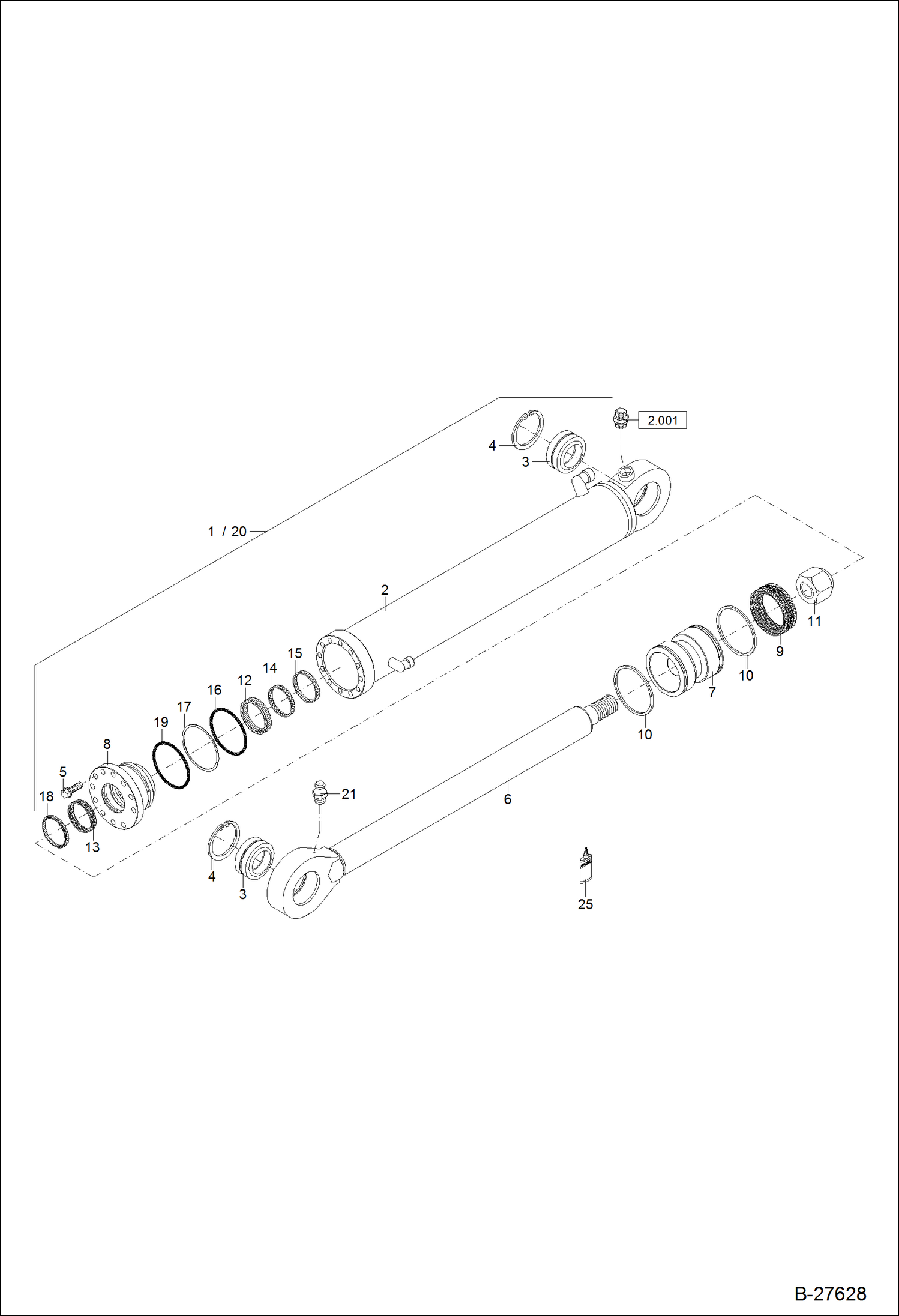 Схема запчастей Bobcat ZX125 - HYDRAULIC CYLINDER - ARTICULATION Z 115/70 HYDRAULIC SYSTEM