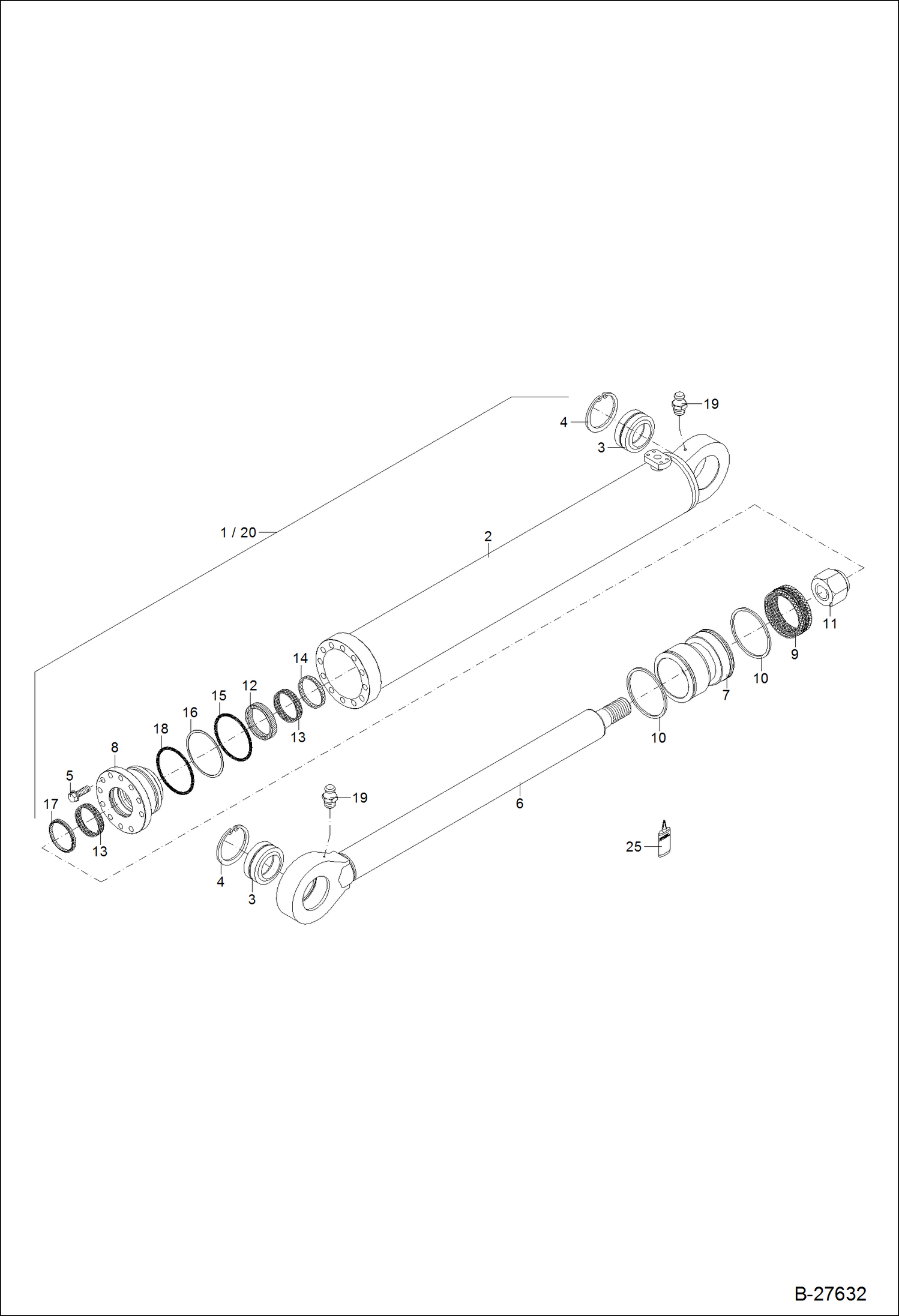 Схема запчастей Bobcat ZX125 - HYDRAULIC CYLINDER - BOOM - MONO BOOM Z 95/60 HYDRAULIC SYSTEM