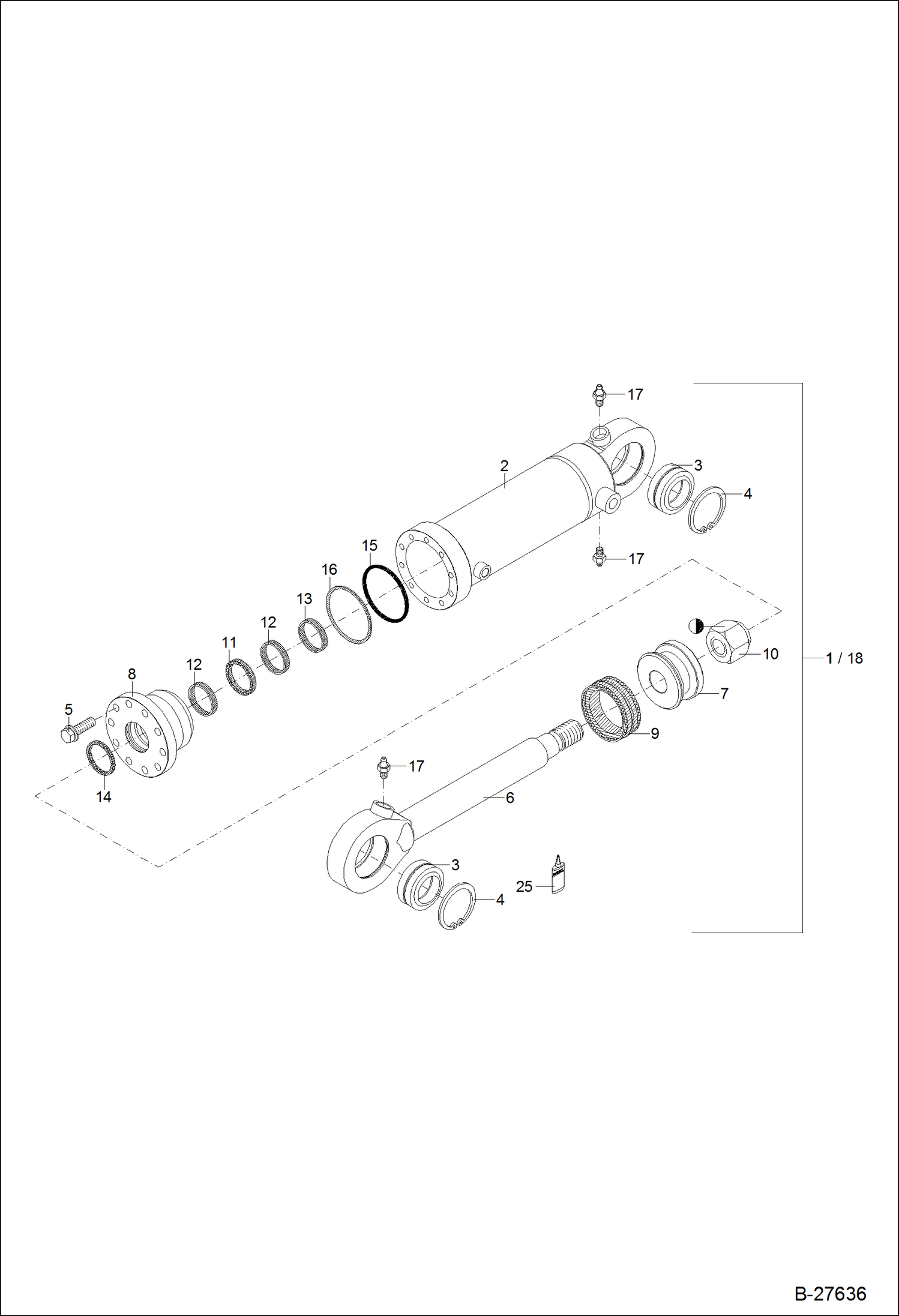 Схема запчастей Bobcat ZX125 - HYDRAULIC CYLINDER - SUPPORT BLADE LONG VERSION Z 110/60 HYDRAULIC SYSTEM