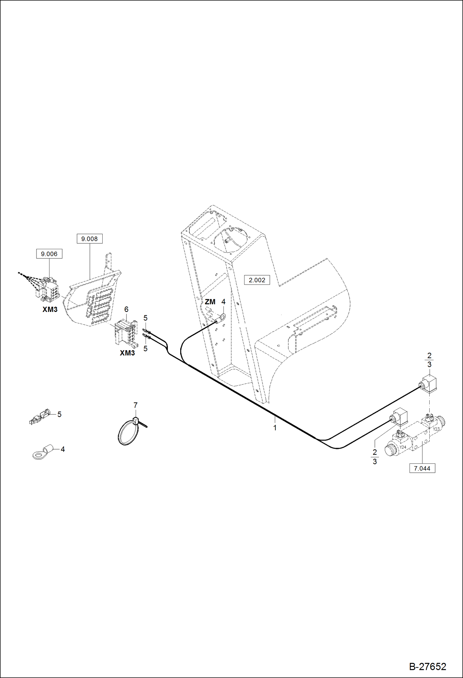 Схема запчастей Bobcat ZX125 - ELECTRIC INSTALLATION 2ND ADDITIONAL. CONTROL CIRCUIT ELECTRICAL SYSTEM