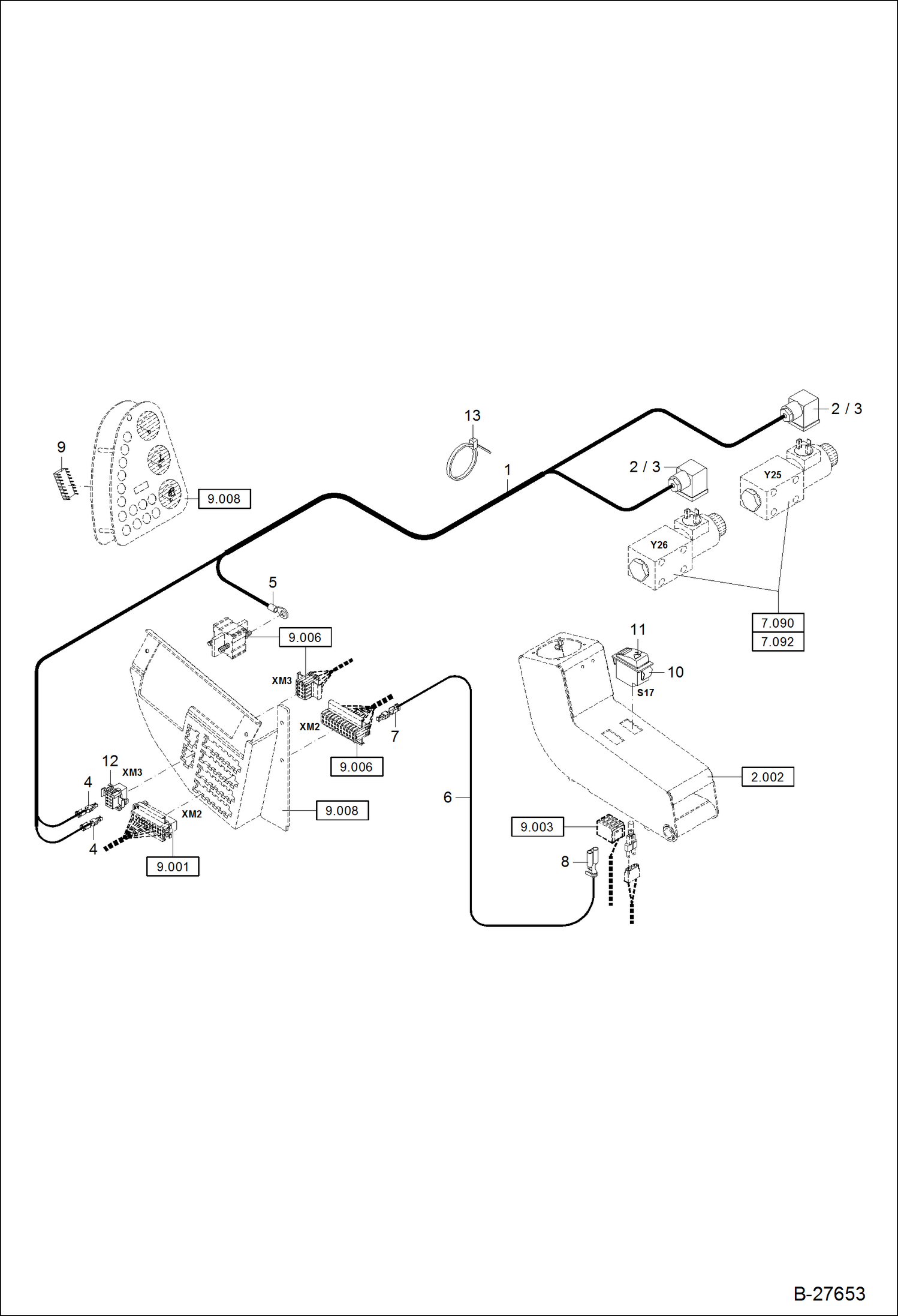 Схема запчастей Bobcat ZX125 - ELECTRIC INSTALLATION QUICK MOUNT HITCH - HS08 ELECTRICAL SYSTEM