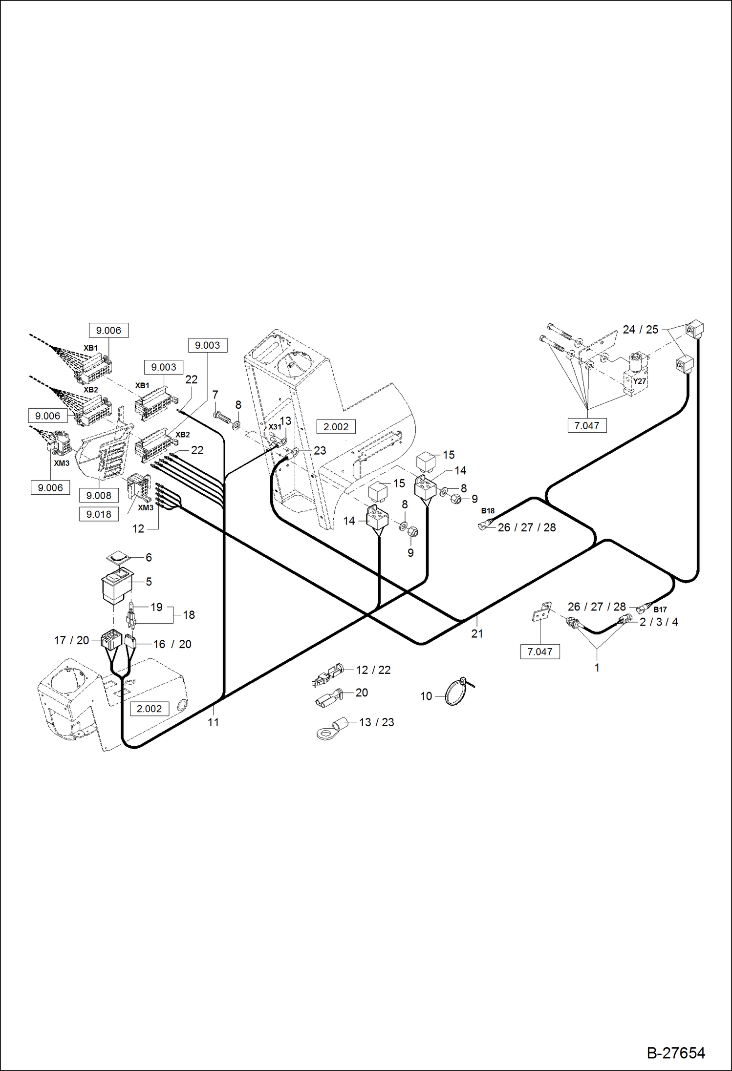 Схема запчастей Bobcat ZX125 - ELECTRIC INSTALLATION BOOM HEIGHT LIMITATION - MONO BOOM ELECTRICAL SYSTEM