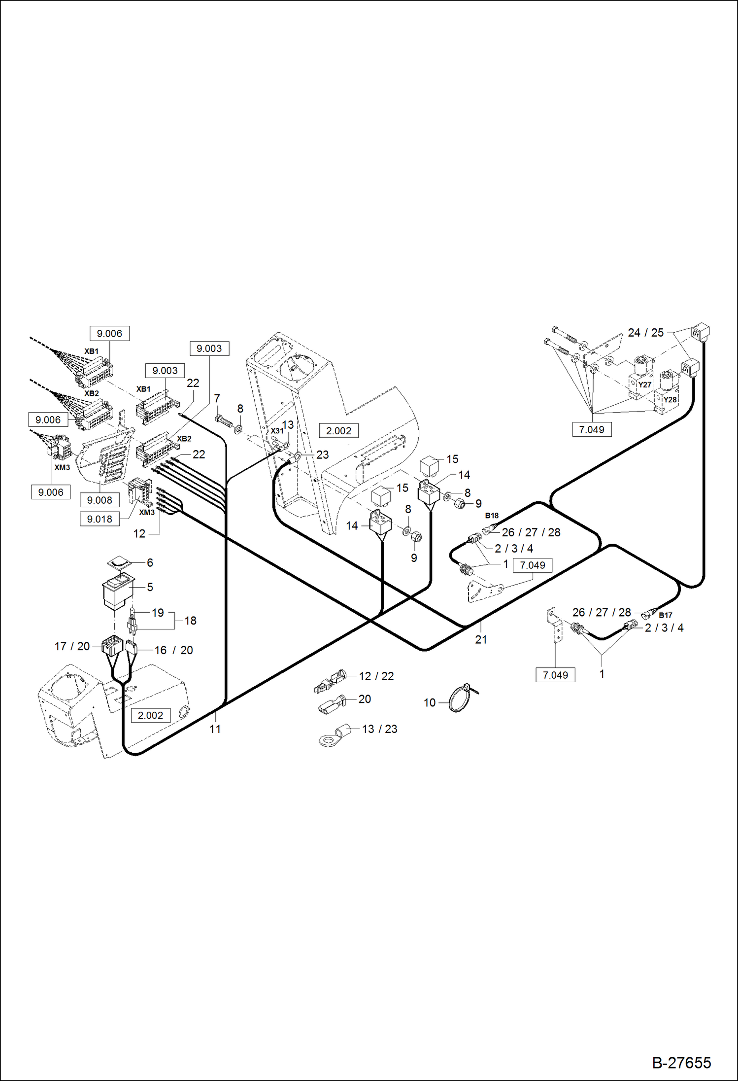 Схема запчастей Bobcat ZX125 - ELECTRIC INSTALLATION BOOM HEIGHT LIMITATION - ARTICULATED BOOM ELECTRICAL SYSTEM