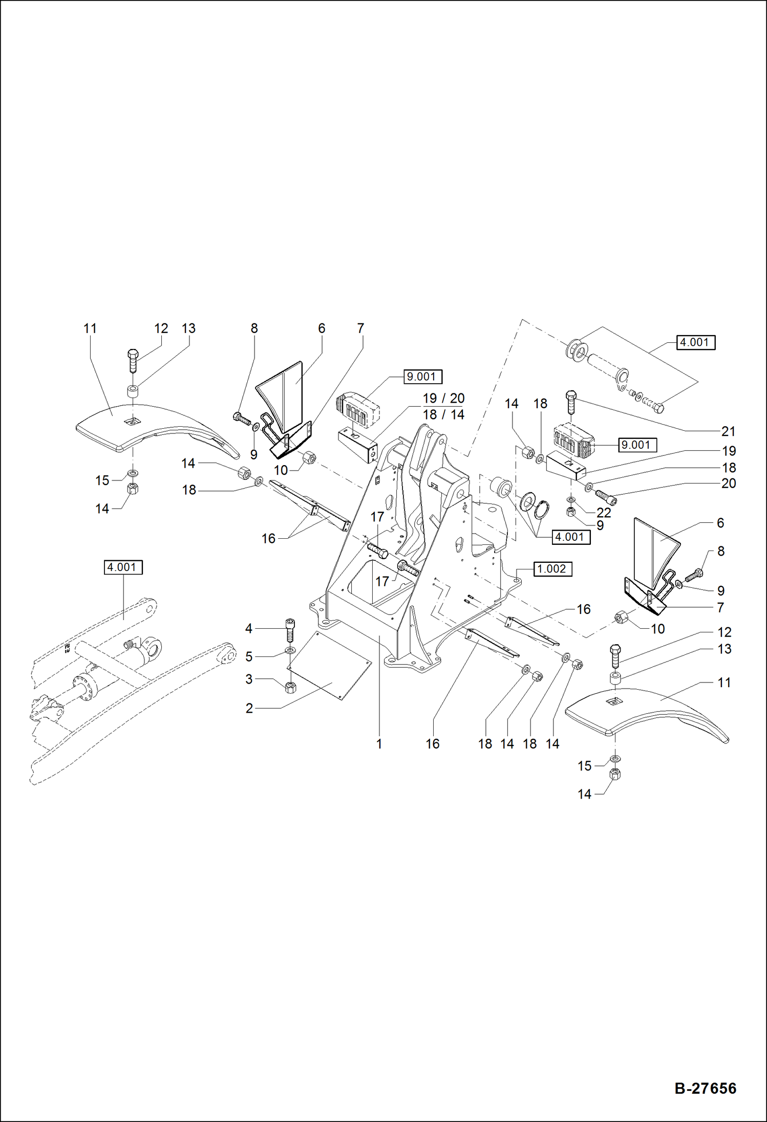 Схема запчастей Bobcat WL350 - FRONT CHASSIS MAIN FRAME