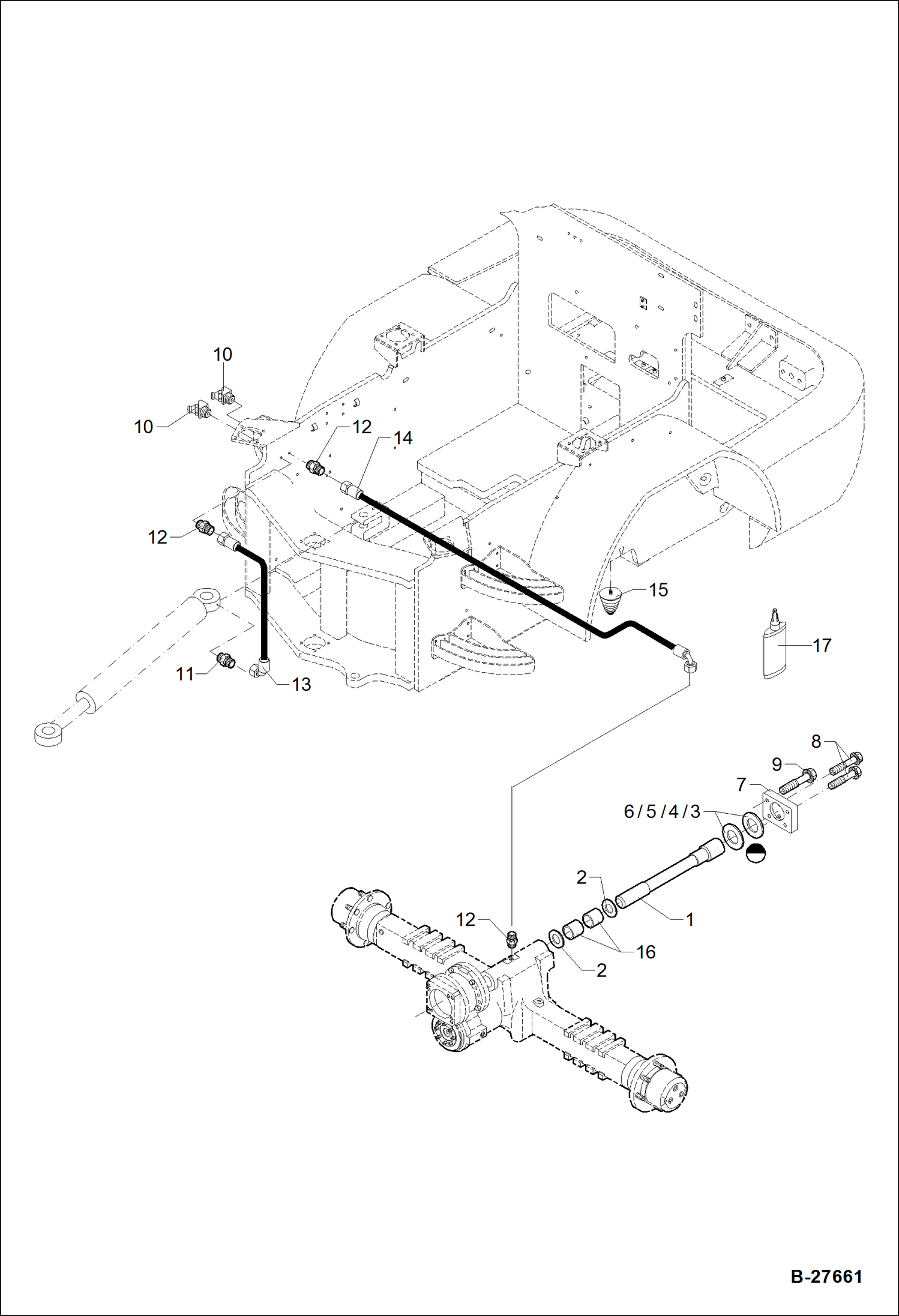 Схема запчастей Bobcat WL350 - CENTRALIZED LUBRICATION, OSCILLATING AXLE BEARING DRIVE TRAIN