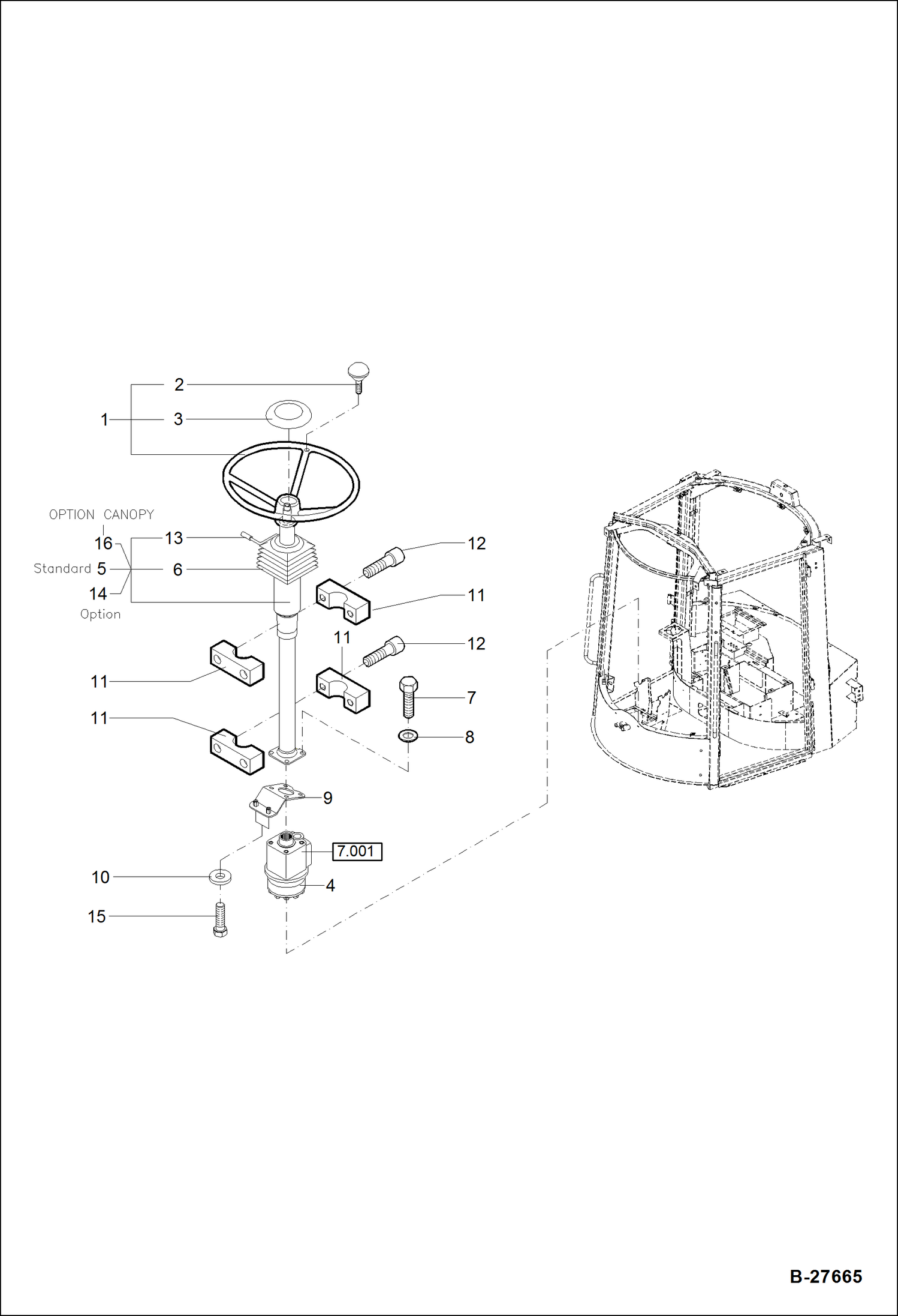 Схема запчастей Bobcat WL350 - STEERING UNIT MAIN FRAME