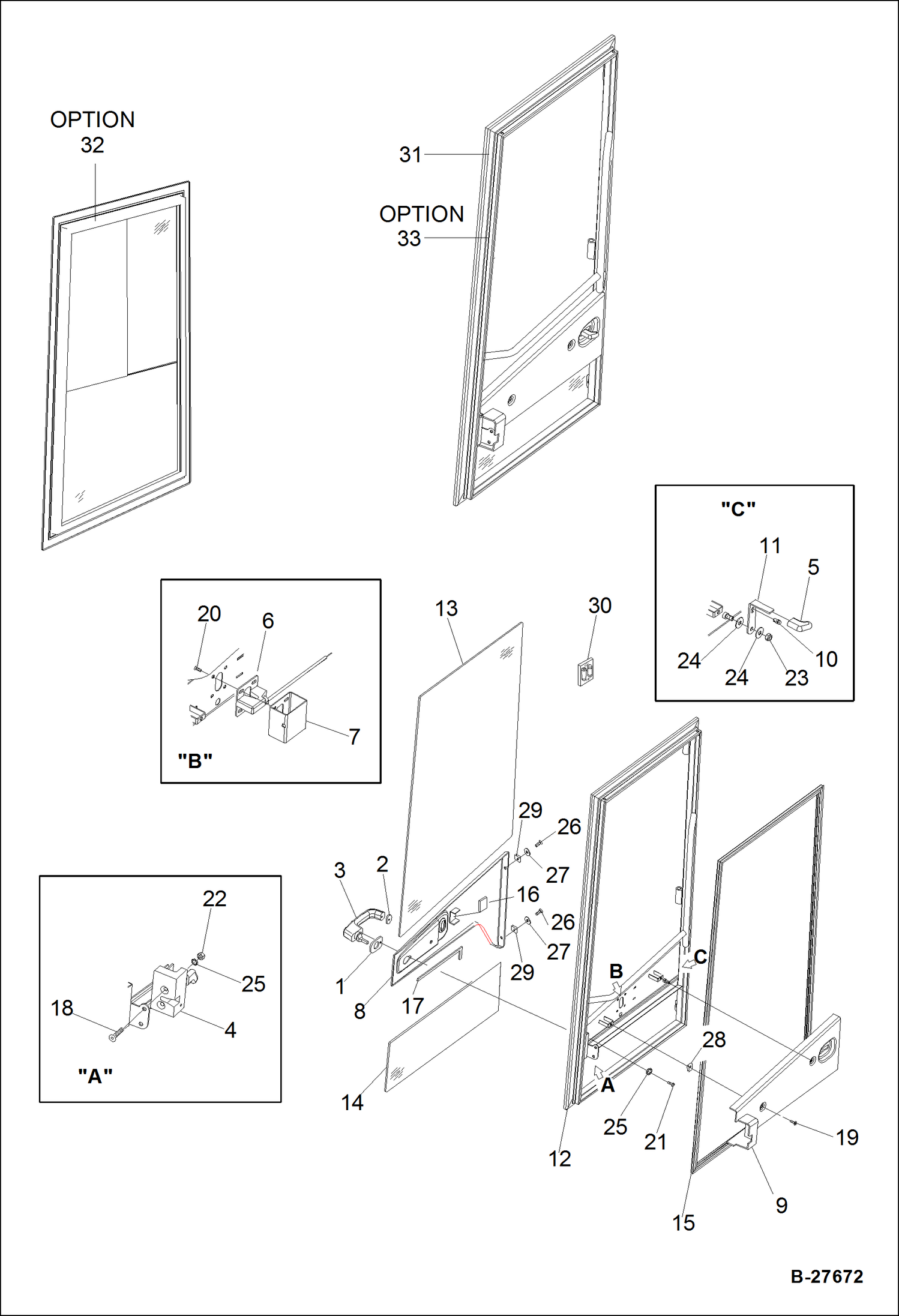 Схема запчастей Bobcat WL350 - OPERATOR CAB-DOOR RIGHT MAIN FRAME