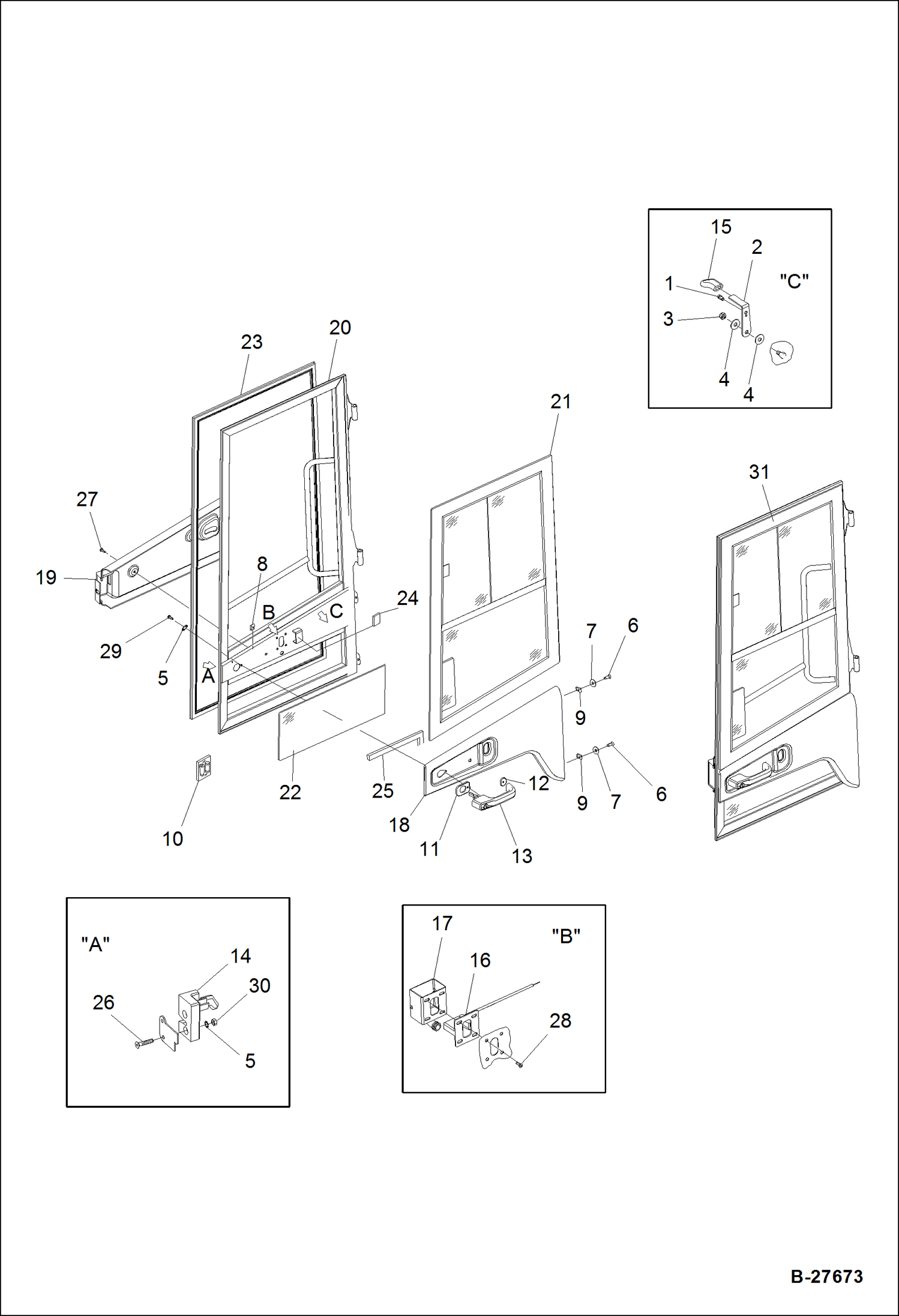 Схема запчастей Bobcat WL350 - OPERATOR CAB-DOOR LEFT MAIN FRAME