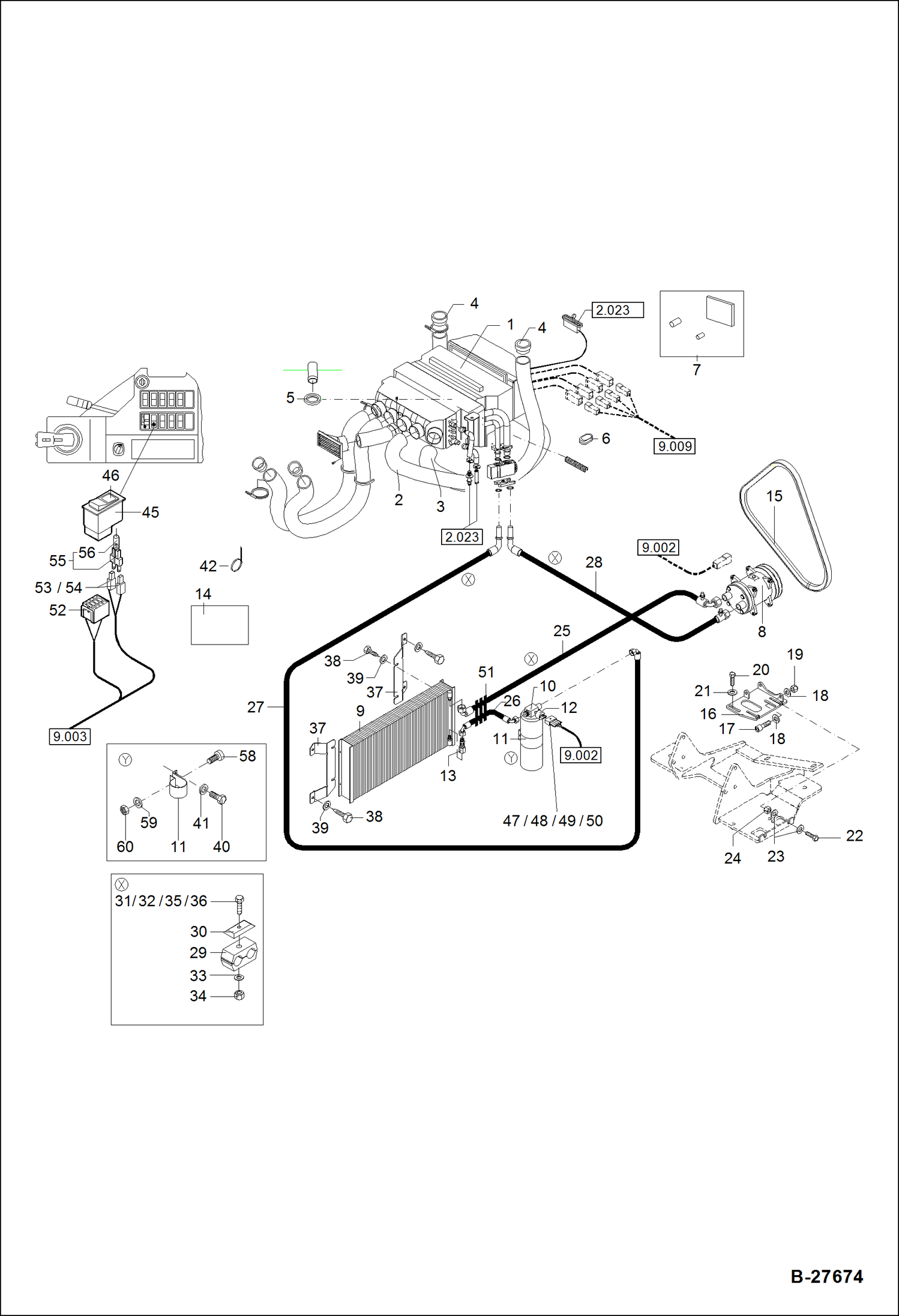 Схема запчастей Bobcat WL350 - AIR CONDITIONER MAIN FRAME