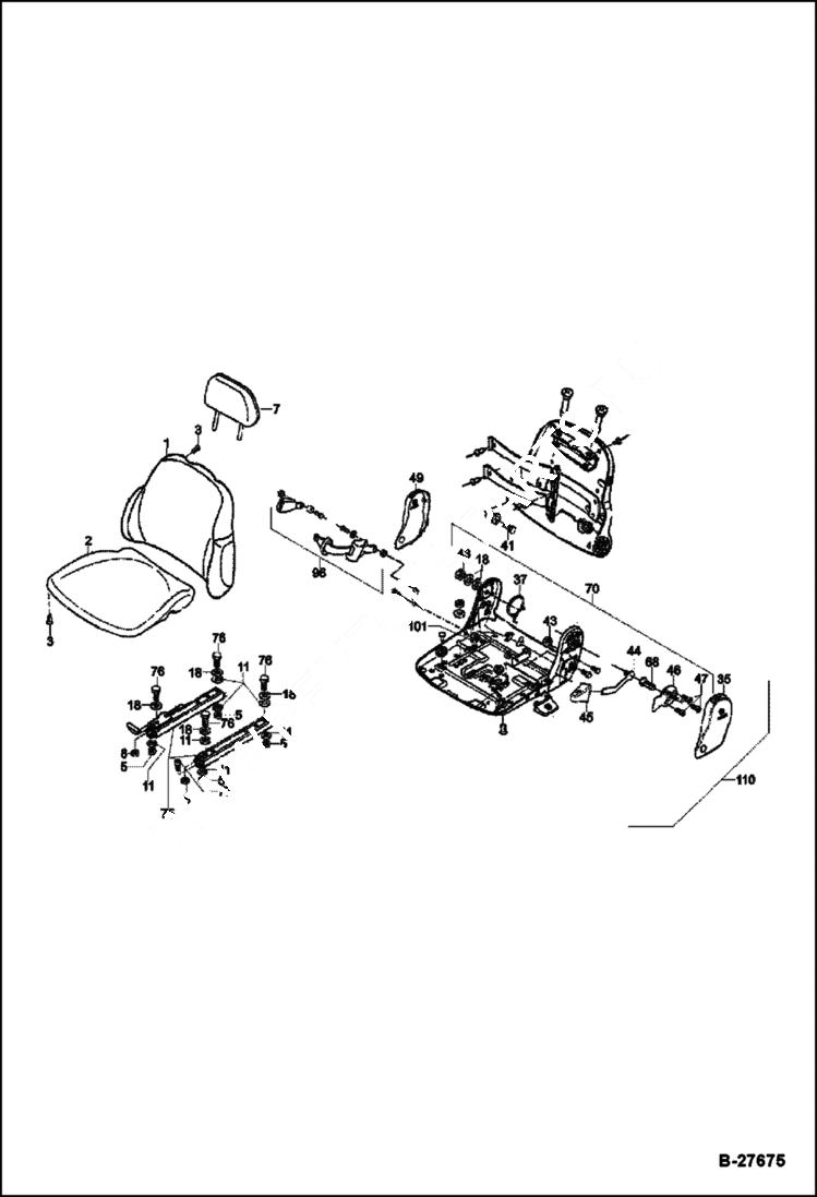 Схема запчастей Bobcat WL350 - OPERATOR SEAT MAIN FRAME