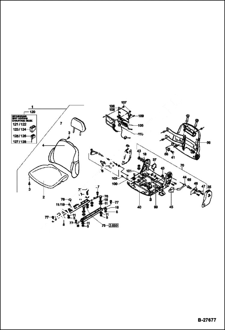 Схема запчастей Bobcat WL350 - OPERATOR SEAT WITH VERTEBRA SUPPORT - MSG 95 MAIN FRAME