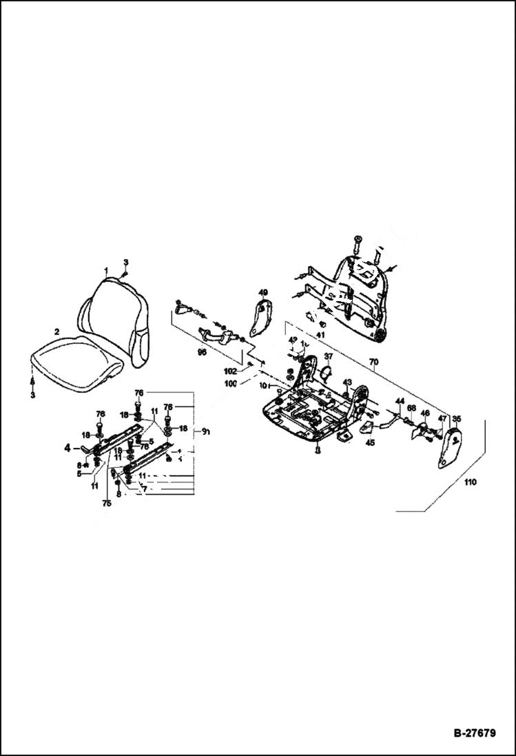 Схема запчастей Bobcat WL350 - OPERATOR SEAT CANOPY MAIN FRAME