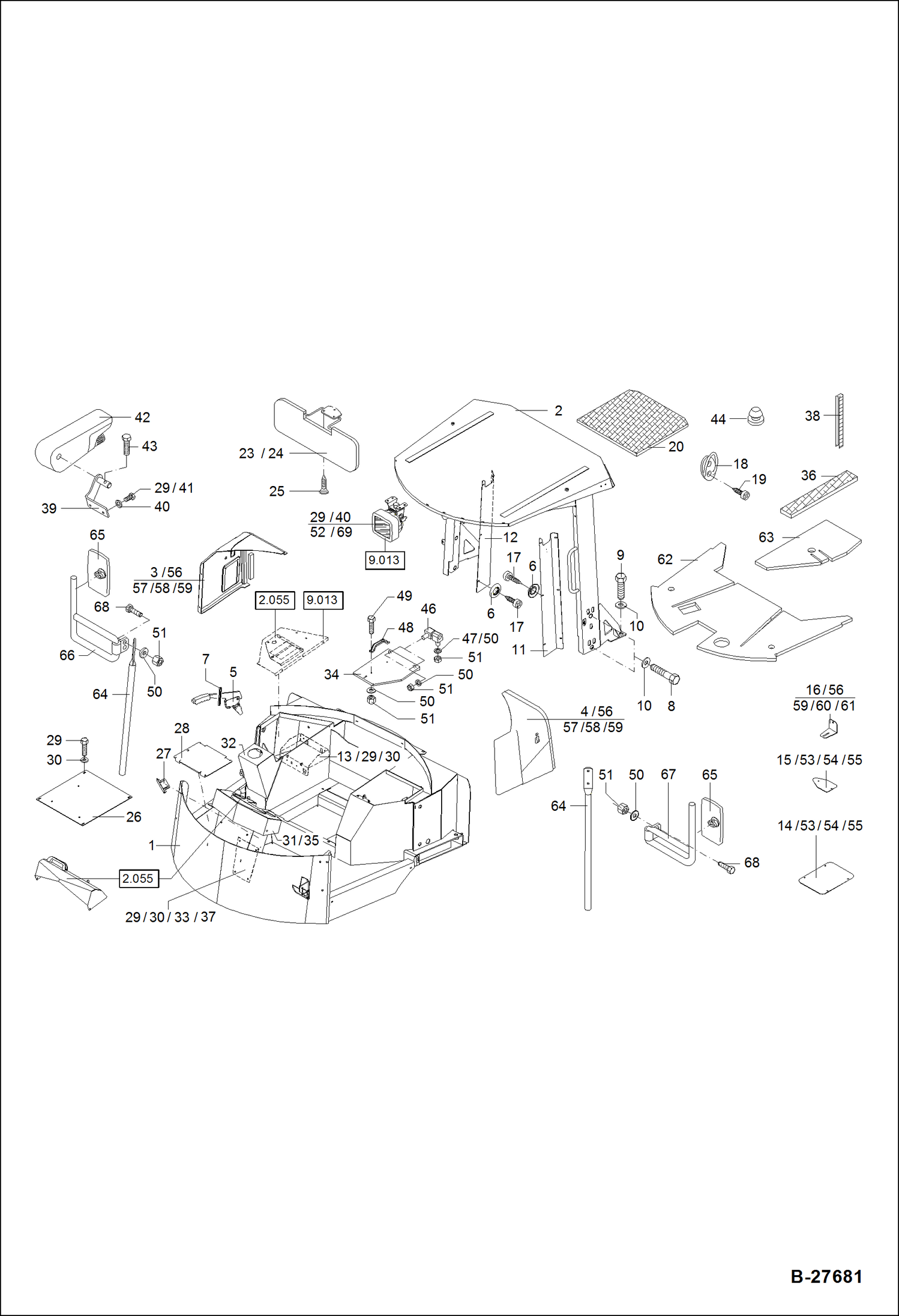 Схема запчастей Bobcat WL350 - CANOPY - PLATFORM MAIN FRAME