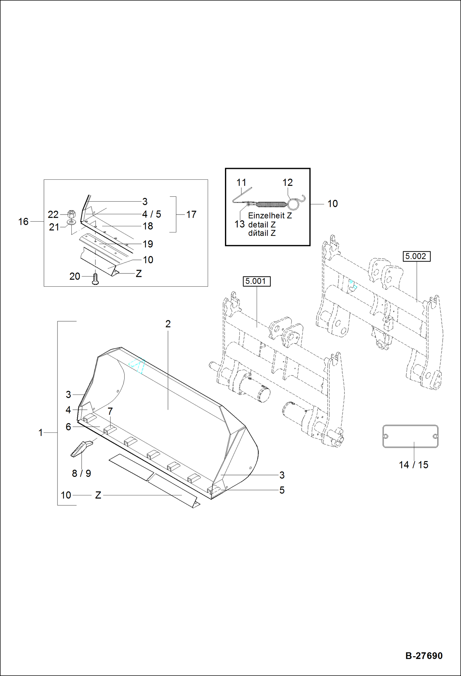 Схема запчастей Bobcat WL350 - LOADING SHOVEL 1850MM 0,90CBM ACCESSORIES & OPTIONS