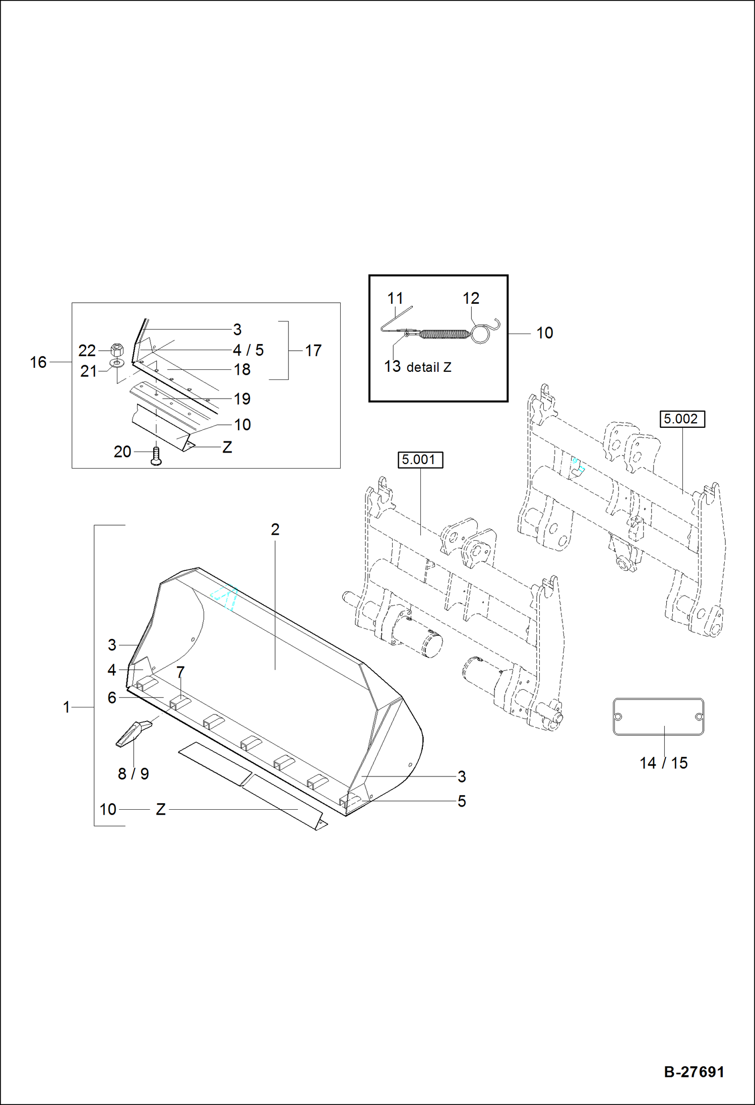 Схема запчастей Bobcat WL350 - EARTH SHOVEL 1850MM 0,80CBM ACCESSORIES & OPTIONS