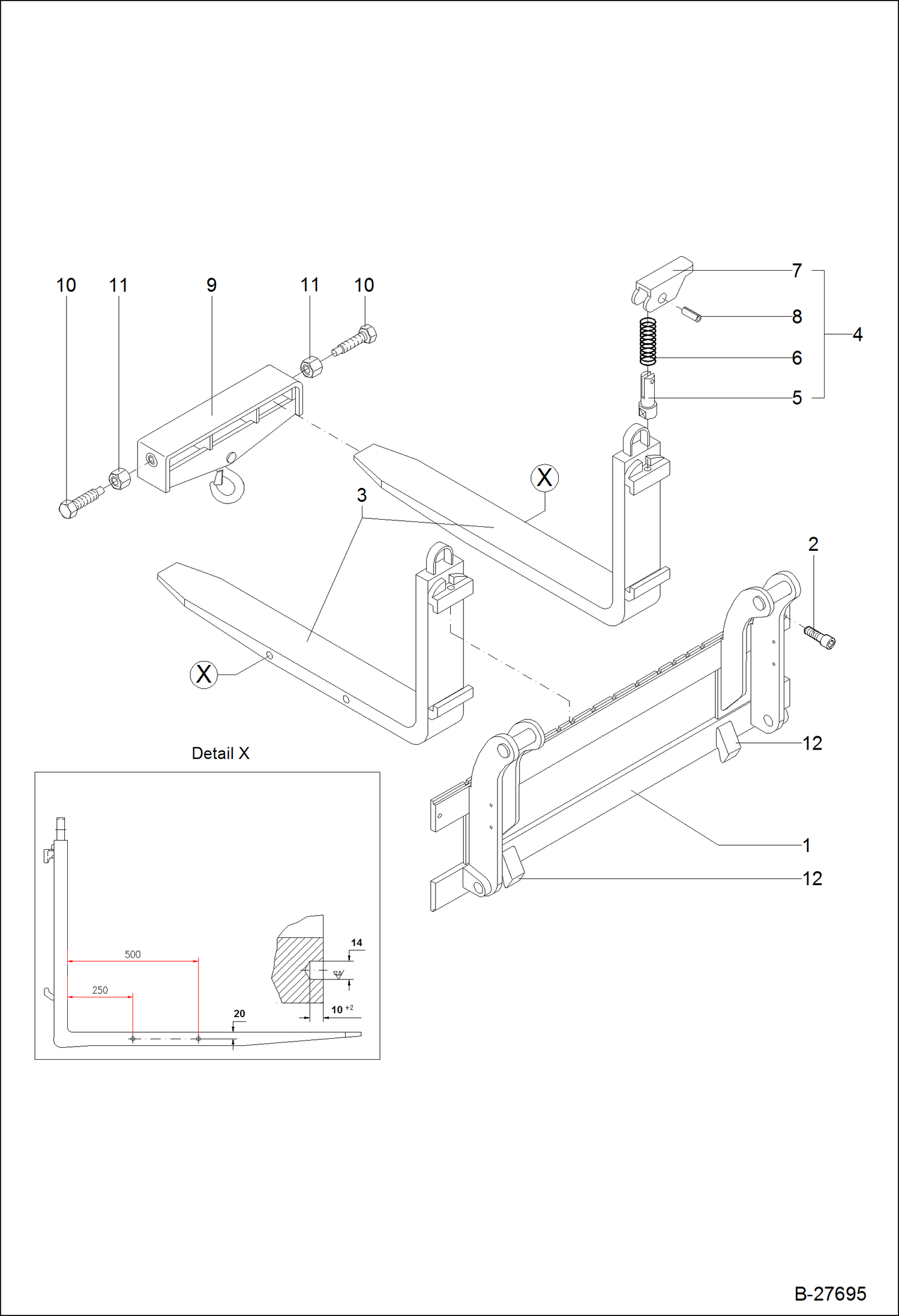 Схема запчастей Bobcat WL350 - STACKER EQUIPMENT WITH CRANE HOOK ACCESSORIES & OPTIONS