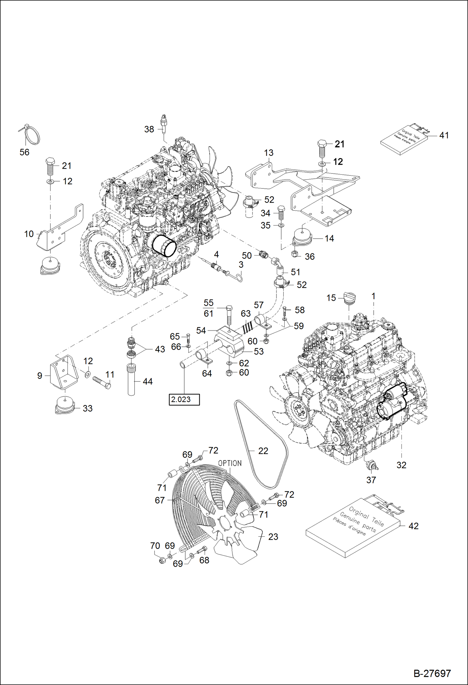 Схема запчастей Bobcat WL350 - ENGINE ASSEMBLY POWER UNIT