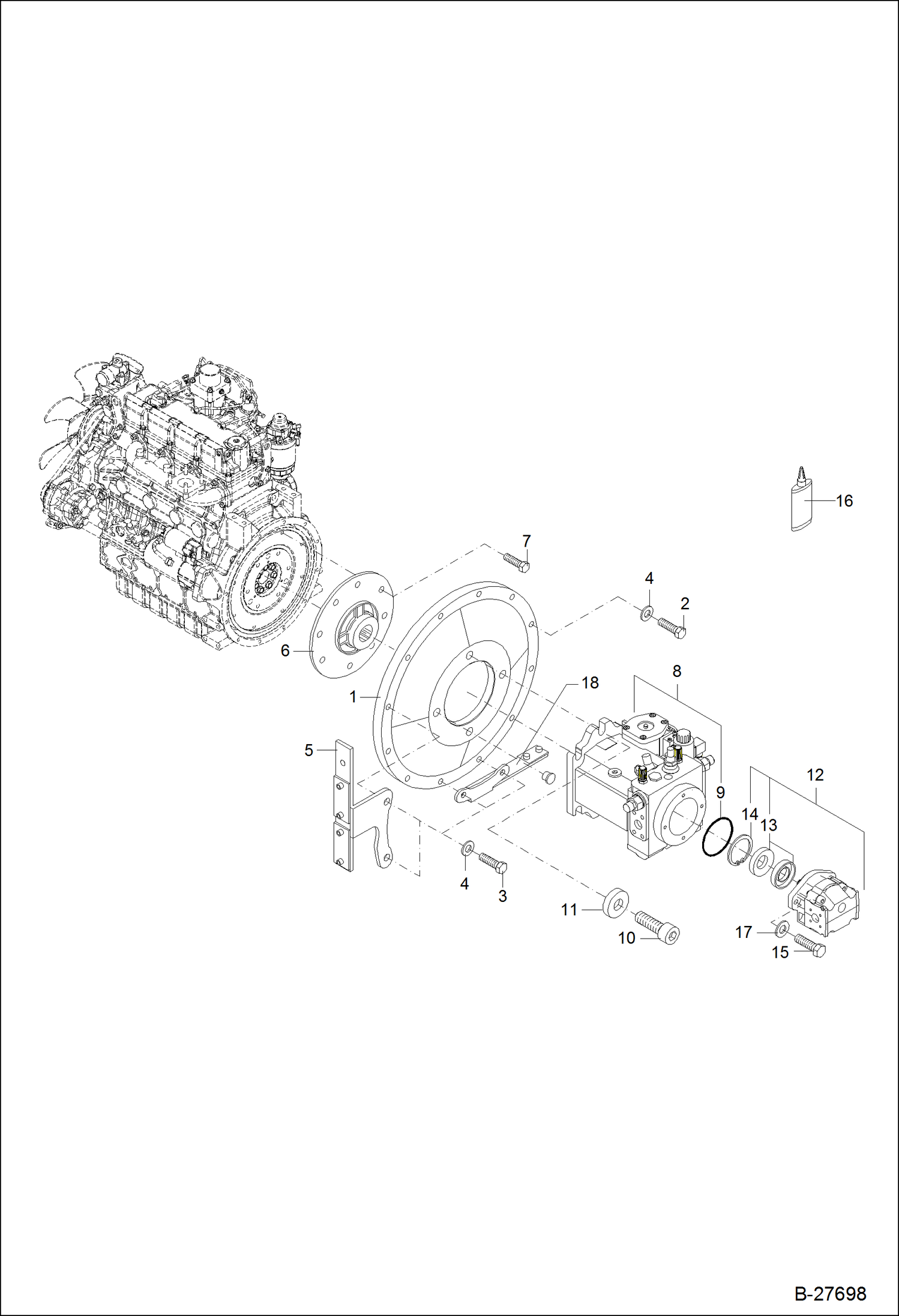 Схема запчастей Bobcat WL350 - PUMPS MOUNTING POWER UNIT