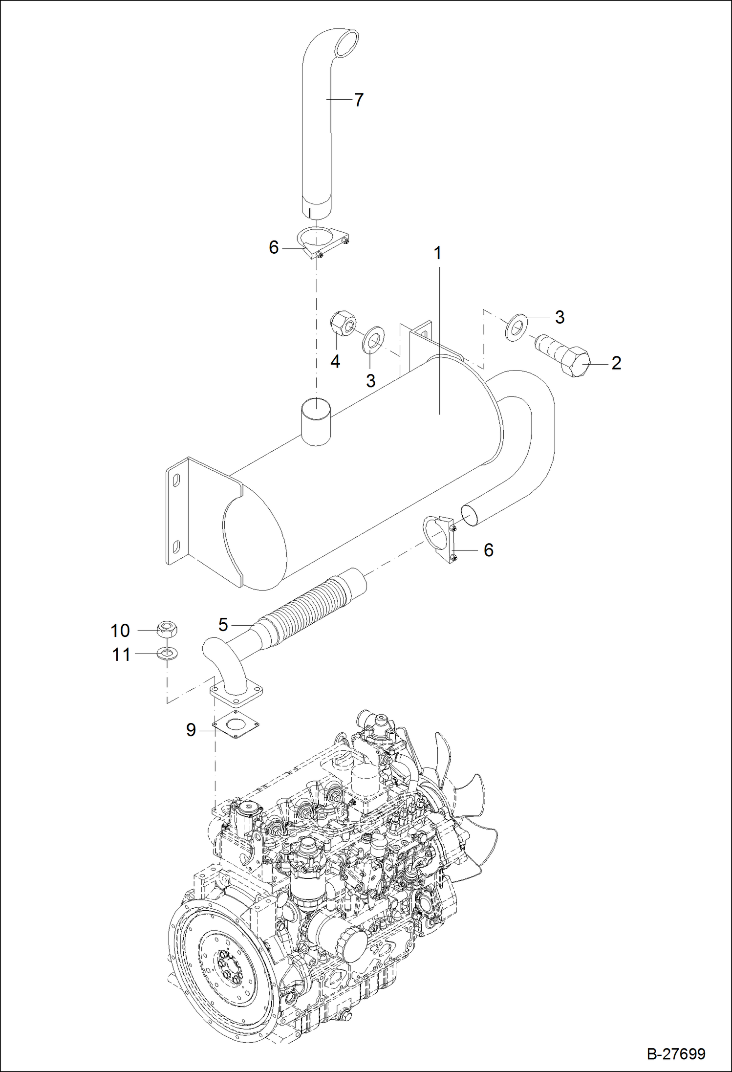 Схема запчастей Bobcat WL350 - EXHAUST POWER UNIT