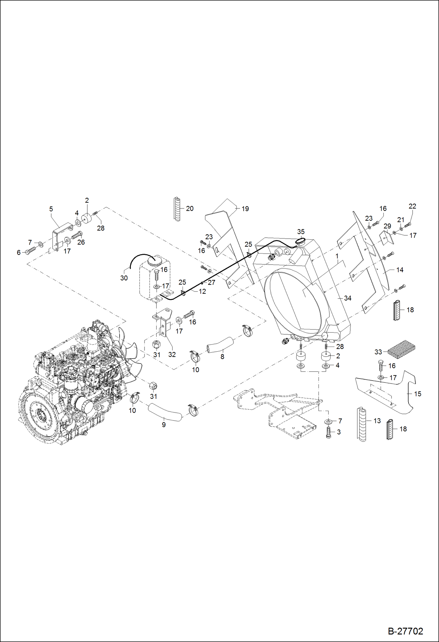 Схема запчастей Bobcat WL350 - COMBINED COOLER POWER UNIT