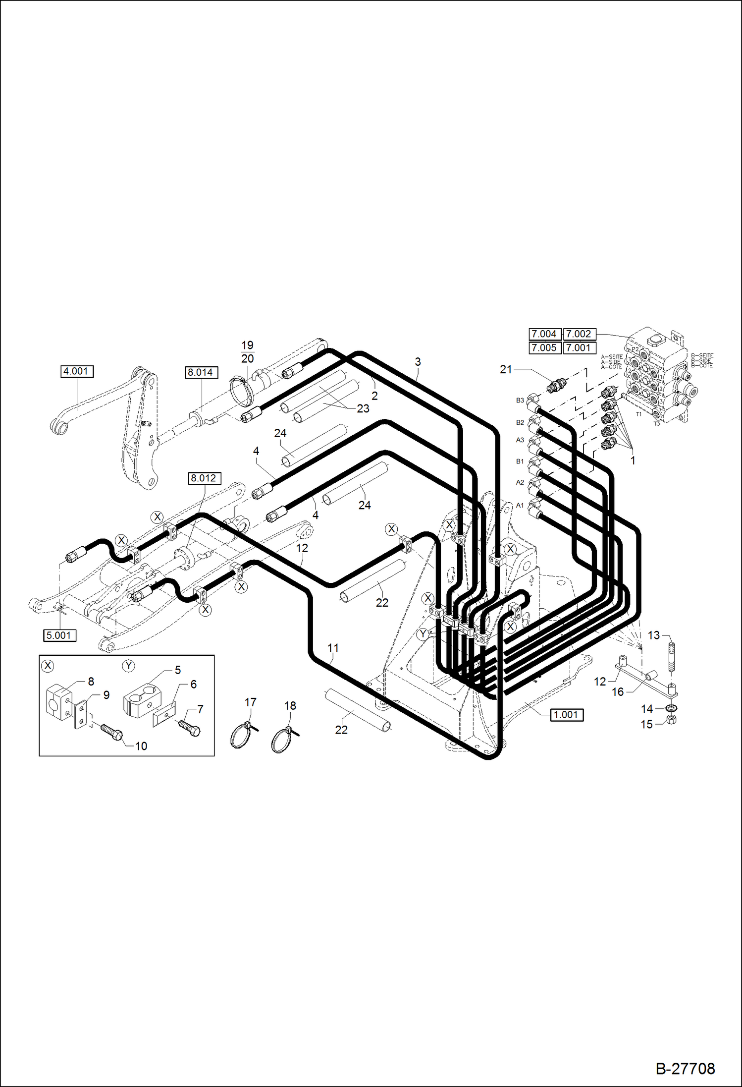 Схема запчастей Bobcat WL350 - HYDRAULIC INSTALLATION-LOADING EQUIPMENT 1 HYDRAULIC SYSTEM