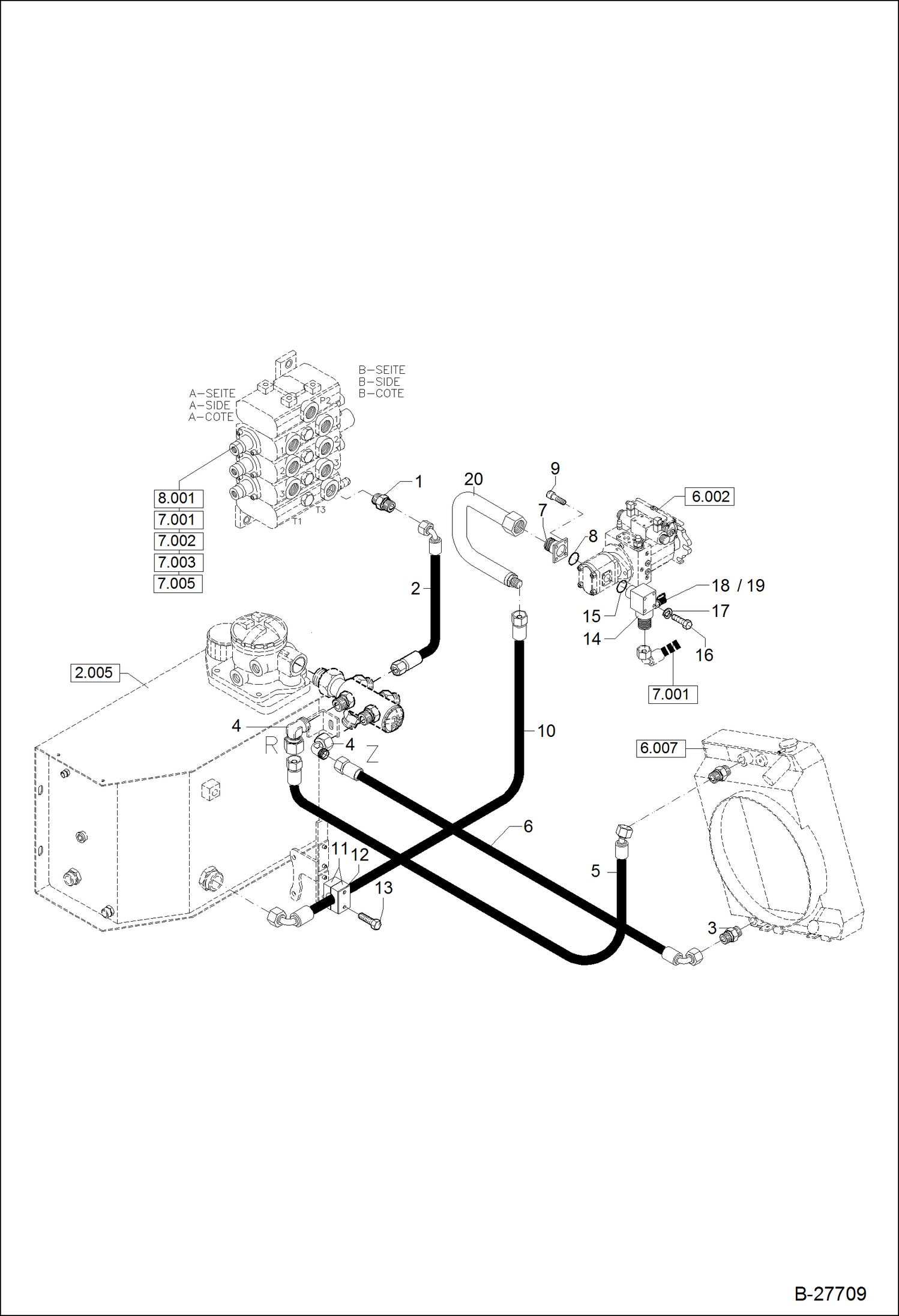 Схема запчастей Bobcat WL350 - HYDRAULIC INSTALLATION-LOADING EQUIPMENT 2 HYDRAULIC SYSTEM