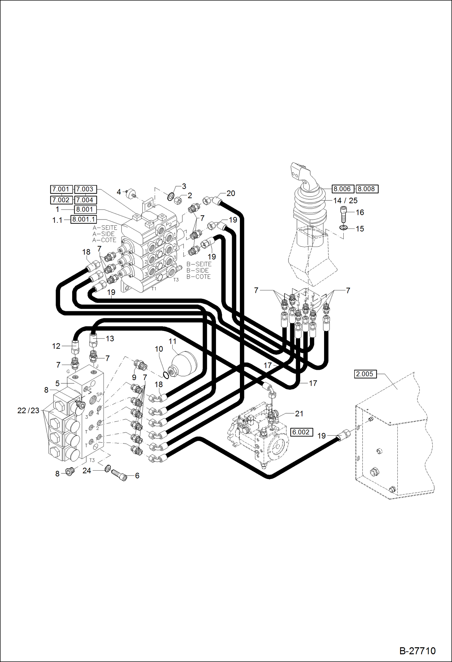 Схема запчастей Bobcat WL350 - HYDRAULIC INSTALLATION-SERVO CONTROLS HYDRAULIC SYSTEM