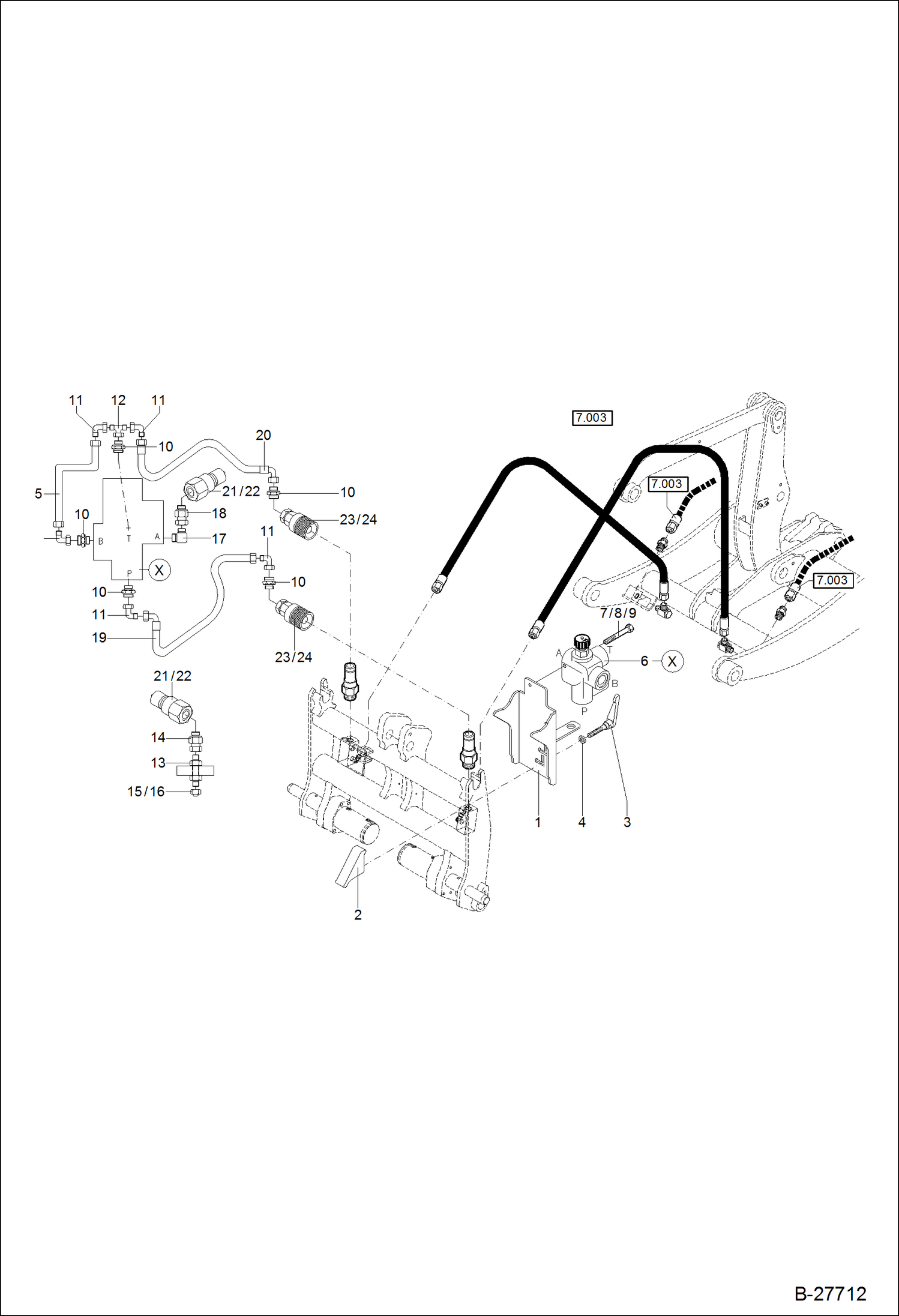 Схема запчастей Bobcat WL350 - HYDRAULIC INSTALLATION - HYD BREAKER CONNECTION HYDRAULIC SYSTEM