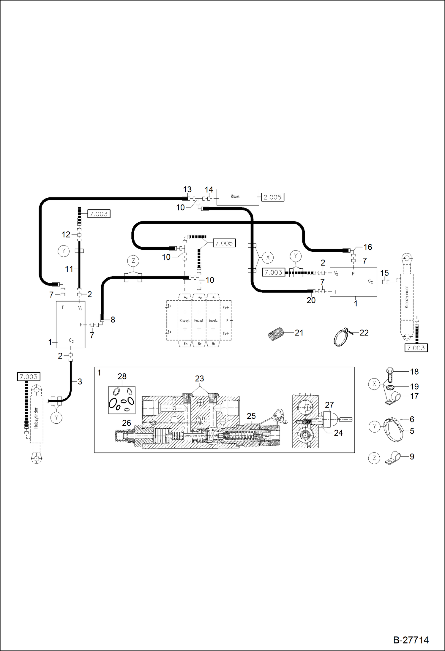 Схема запчастей Bobcat WL350 - HYDRAULIC INSTALLATION- LOAD CHECK VALVE HYDRAULIC SYSTEM