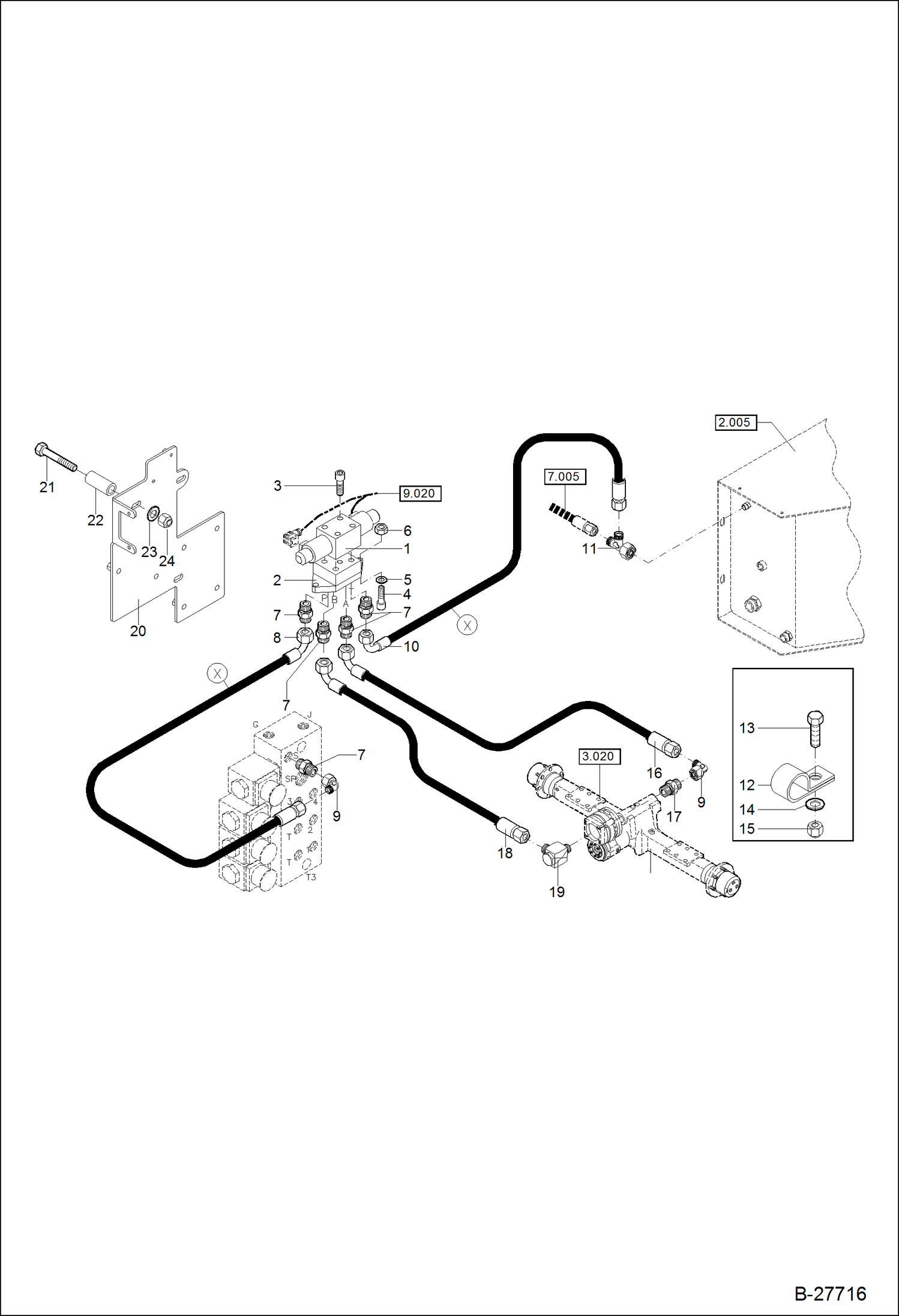 Схема запчастей Bobcat WL350 - HYDRAULIC INSTALLATION-2-STAGE GEARBOX HYDRAULIC SYSTEM