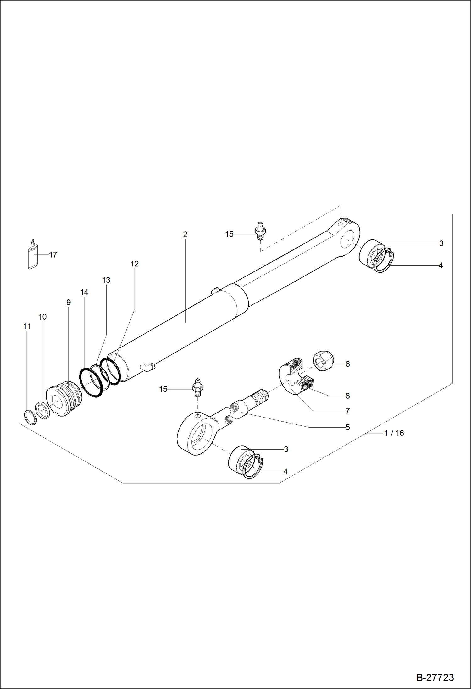 Схема запчастей Bobcat WL350 - HYDRAULIC CYLINDER - DUMPING HYDRAULIC SYSTEM