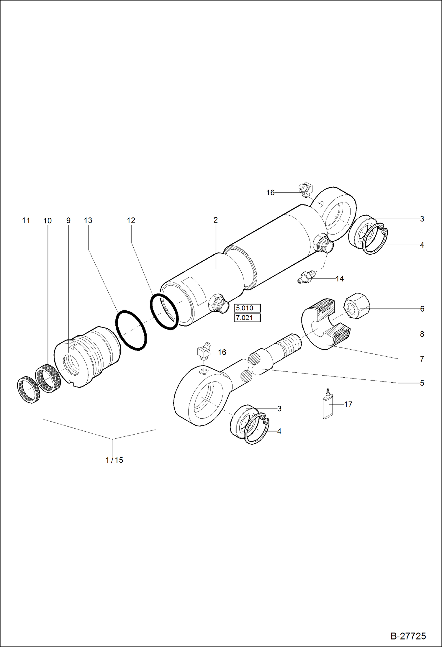 Схема запчастей Bobcat WL350 - HYDRAULIC CYLINDER - 4 IN 1 SHOVEL ACCESSORIES & OPTIONS