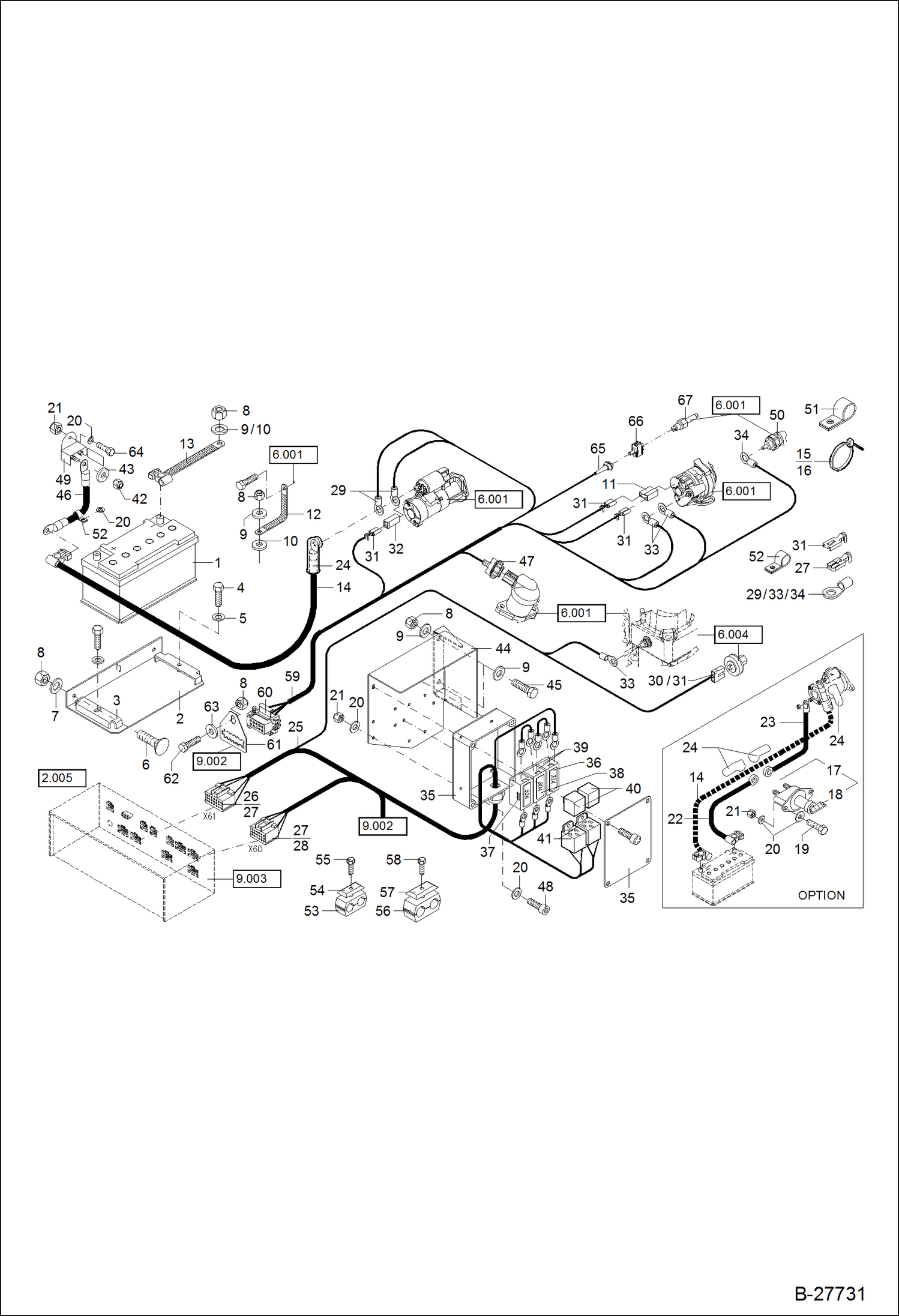 Схема запчастей Bobcat WL350 - ELECTRIC INSTALLATION - ENGINE AND BATTERY ELECTRICAL SYSTEM