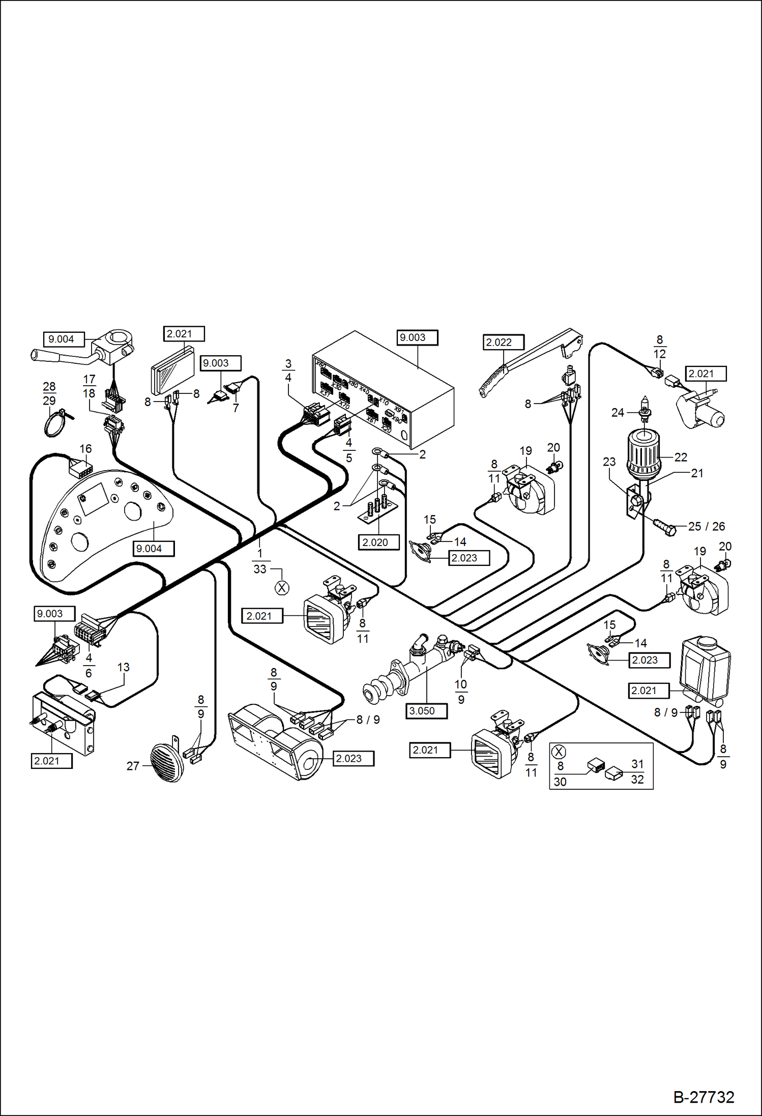 Схема запчастей Bobcat WL350 - ELECTRIC INSTALLATION - OPERATORS CAB S/N & Below ELECTRICAL SYSTEM