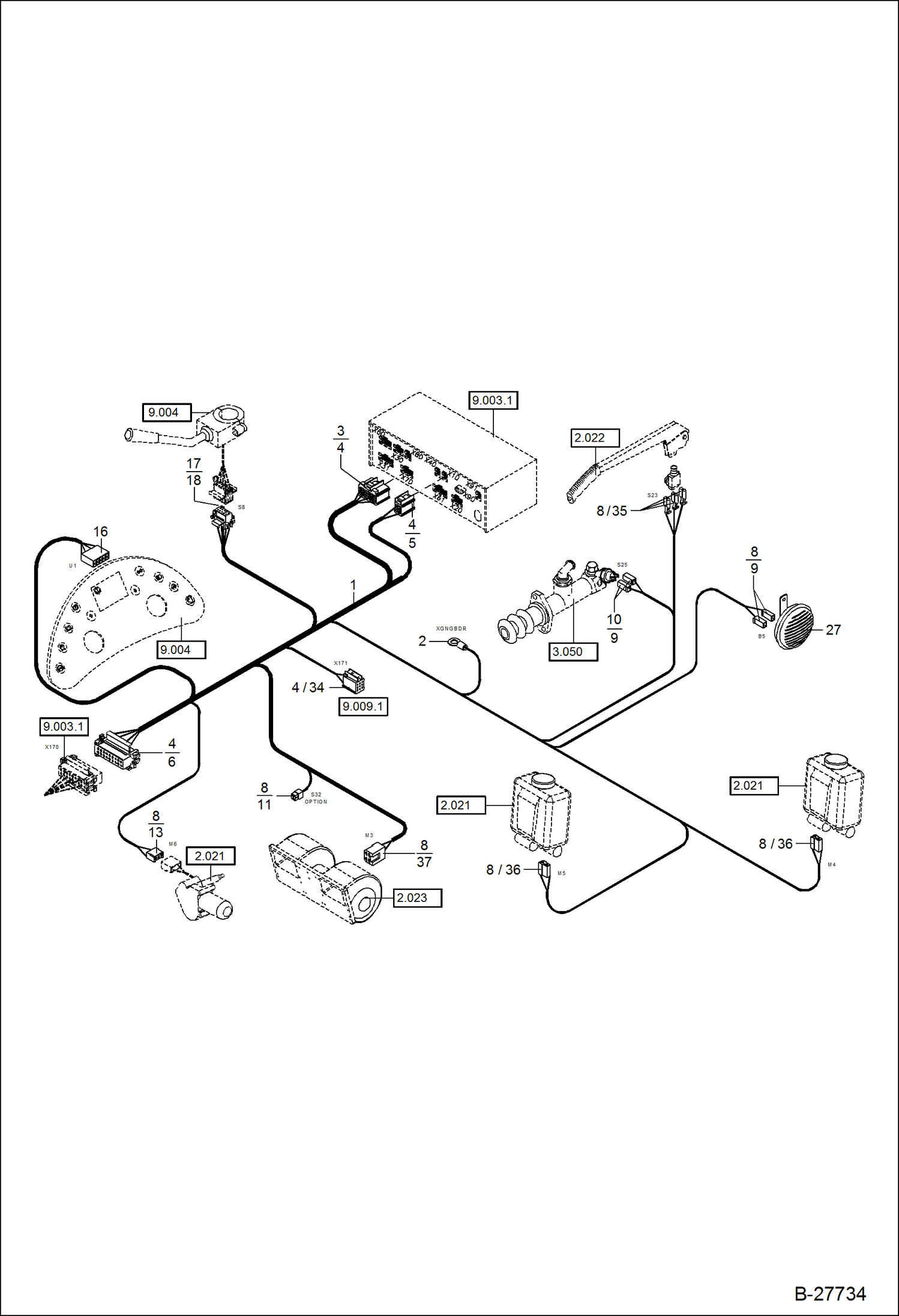 Схема запчастей Bobcat WL350 - ELECTRIC INSTALLATION - PLATFORM S/N & Above ELECTRICAL SYSTEM