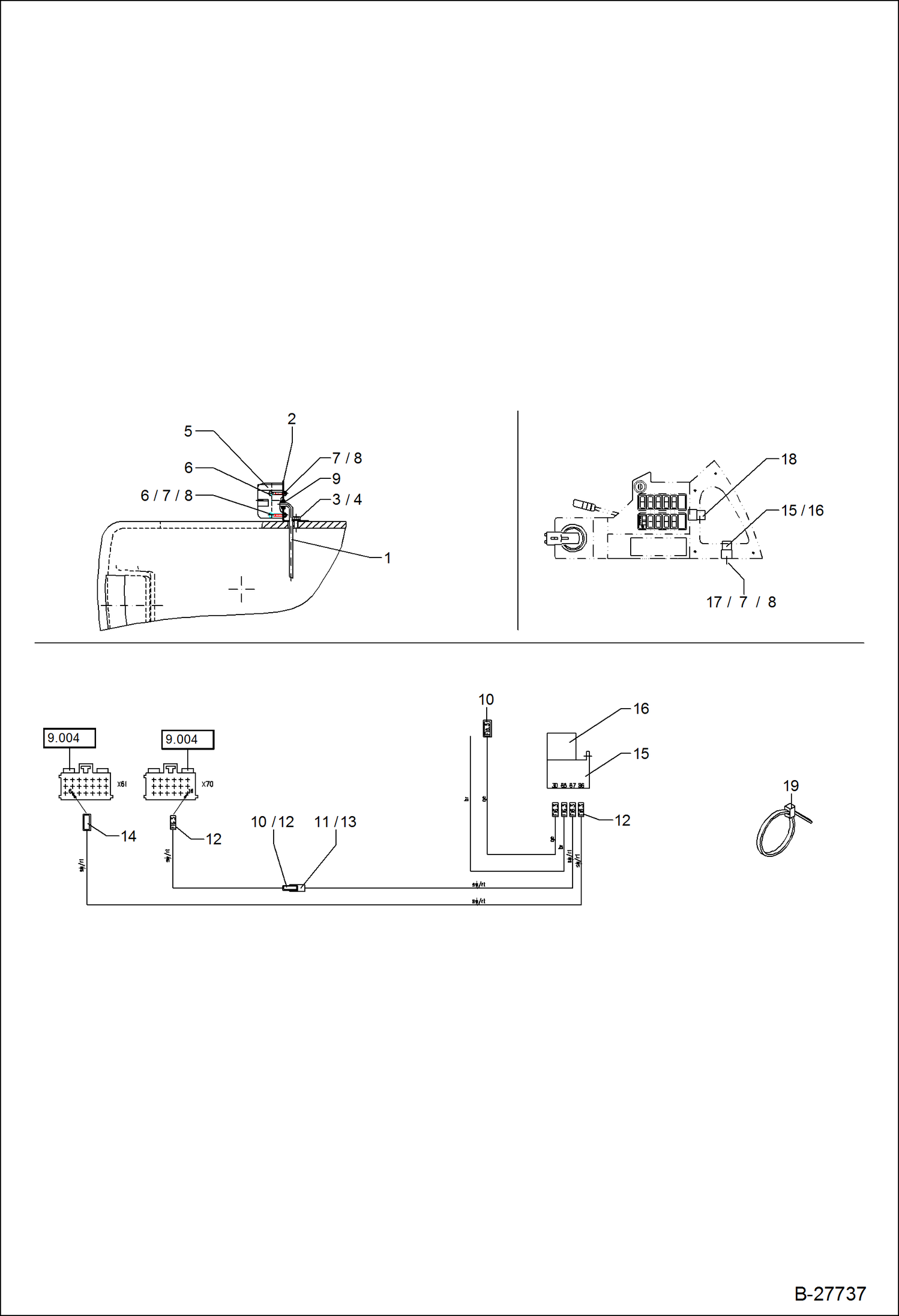 Схема запчастей Bobcat WL350 - ELECTRIC INSTALLATION - FEMALE PLUG 7 PINS AT REAR ELECTRICAL SYSTEM